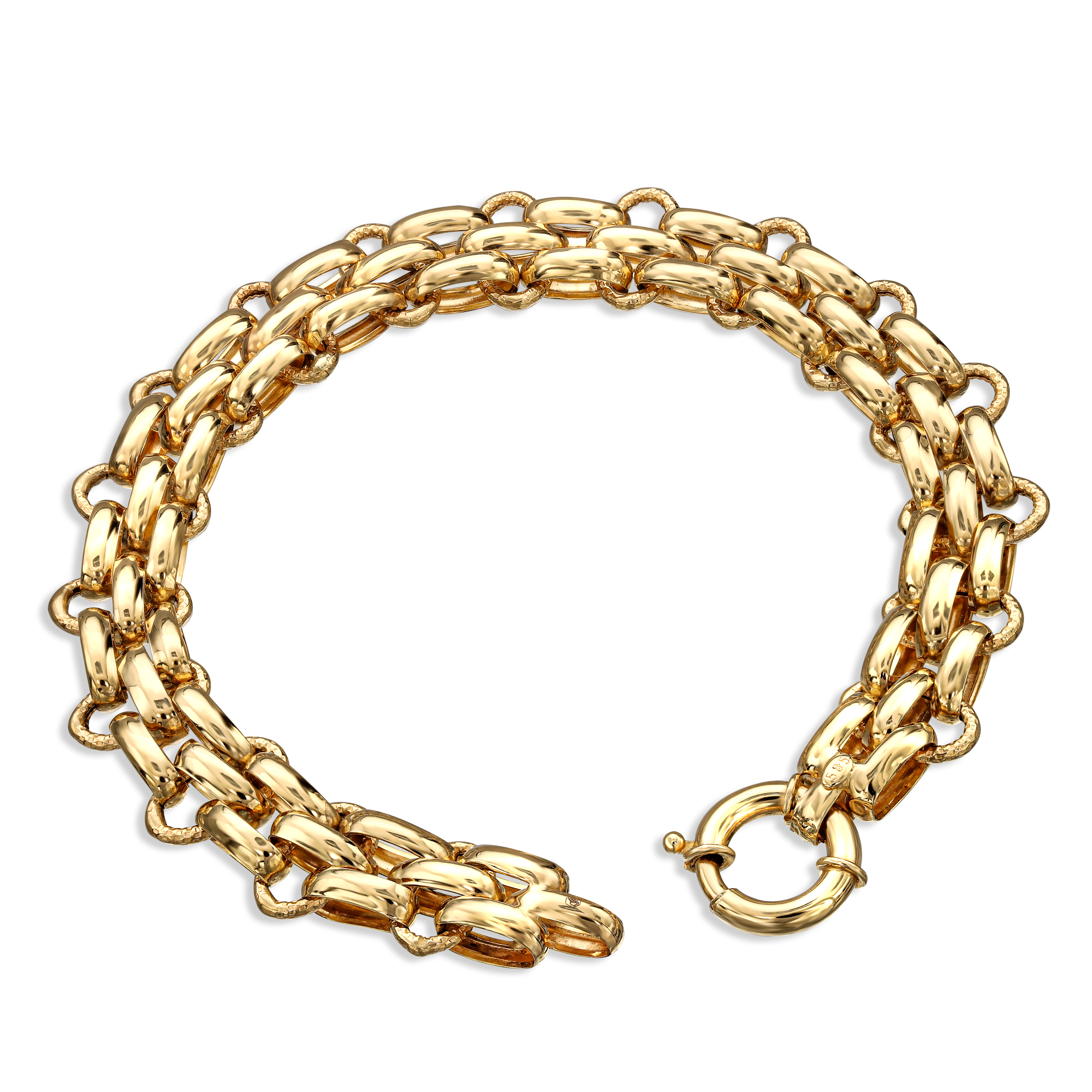 Stylowa złota bransoleta, próba 585