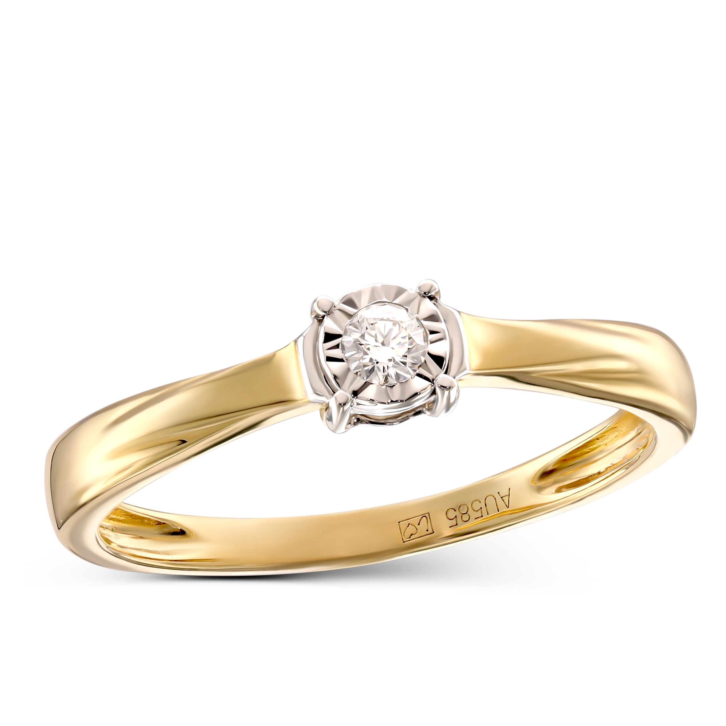 Pierścionek złoty z diamentem naturalnym 0.05 ct, rozmiar 11, próba 585