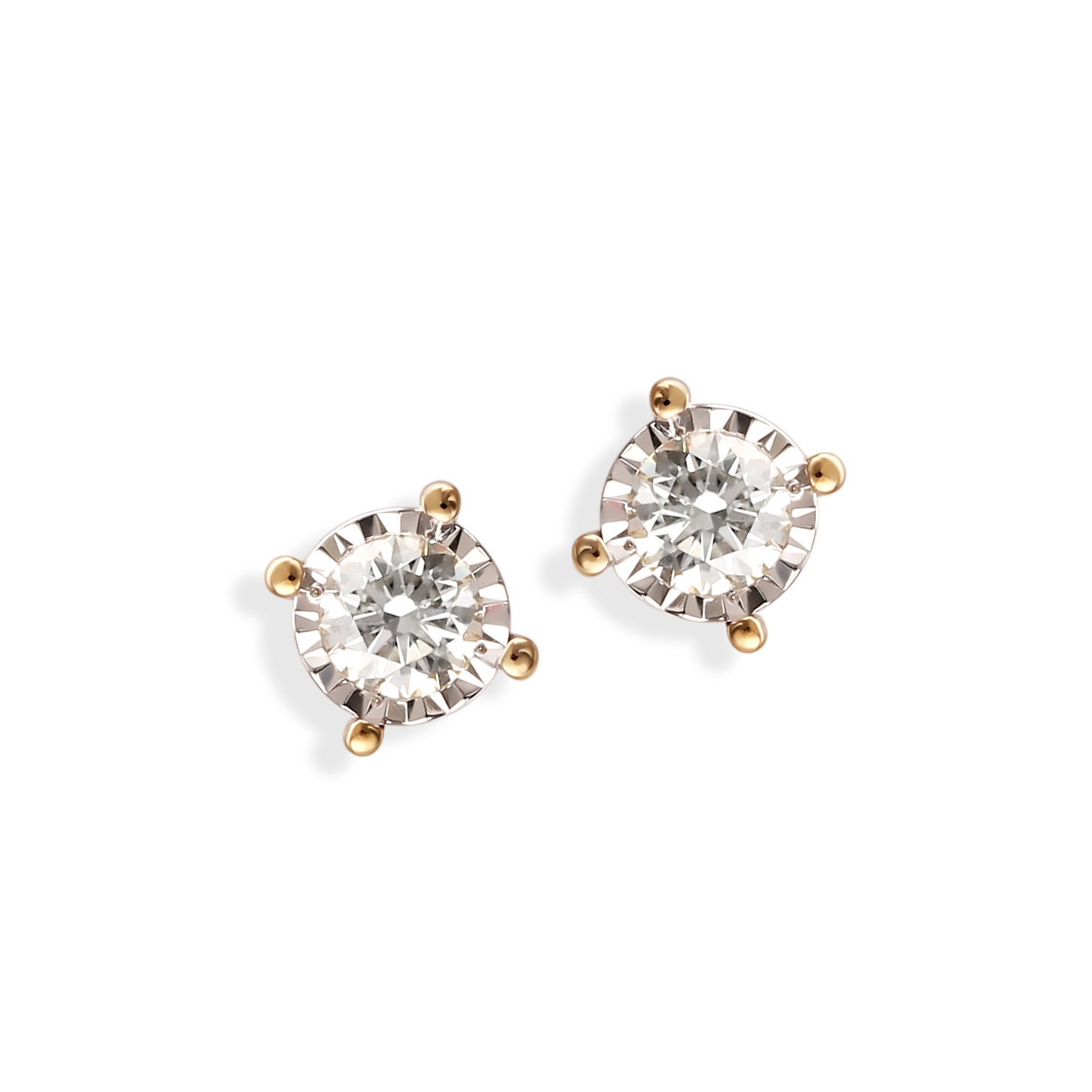 Kolczyki złote z diamentami naturalnymi 0.2 ct, zapięcie na sztyft, próba 585