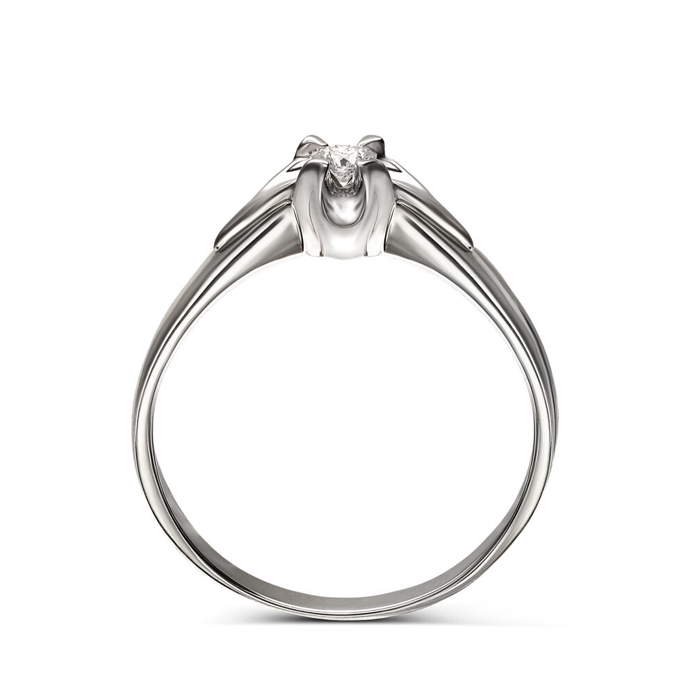 Pierścionek z białego złota z diamentem naturalnym 0.04ct, pr. 585