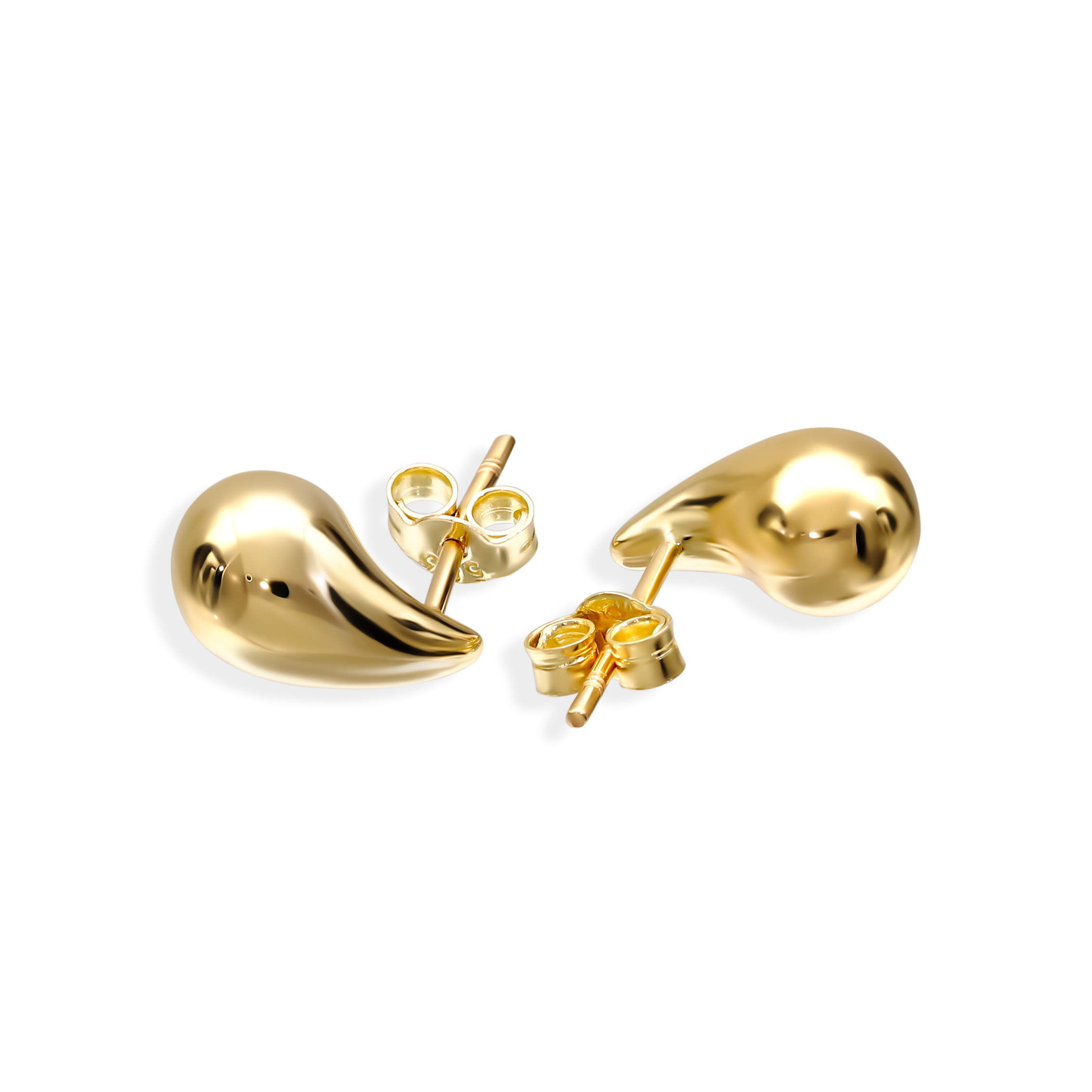 Kolczyki złote gładkie krople na sztyfcie, próba 585