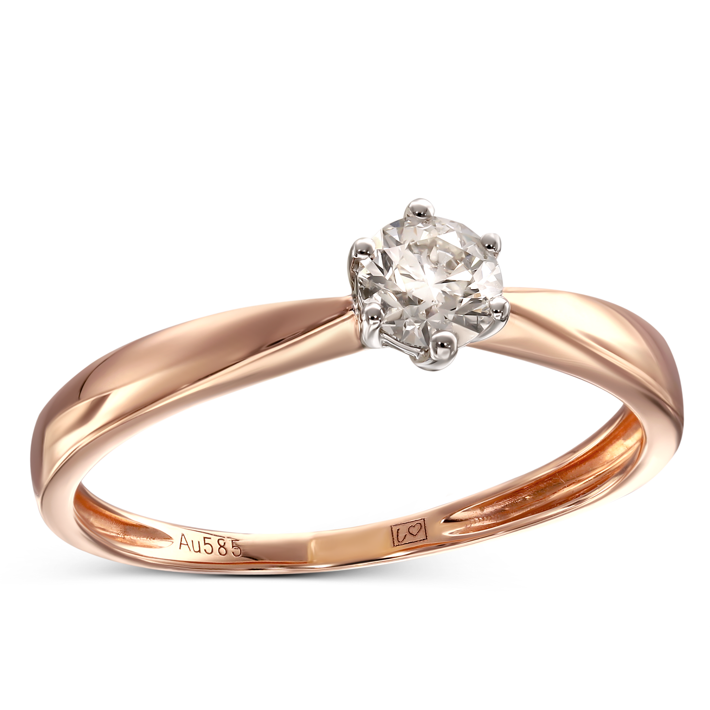 Pierścionek z różowego złota z diamentem IGI 0.3 ct, rozmiar 14, próba 585