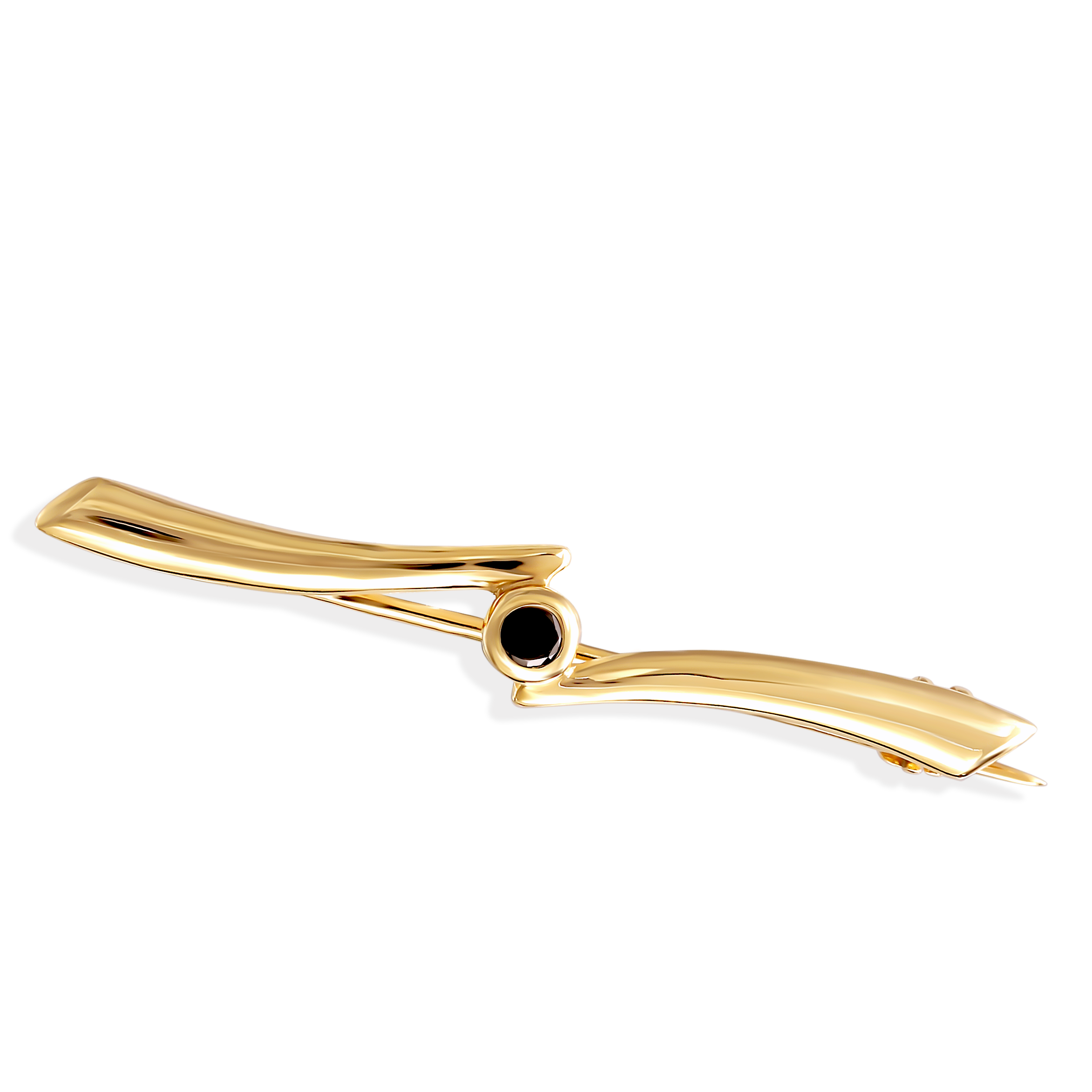 Złota broszka z czarną cyrkonią, próba 585