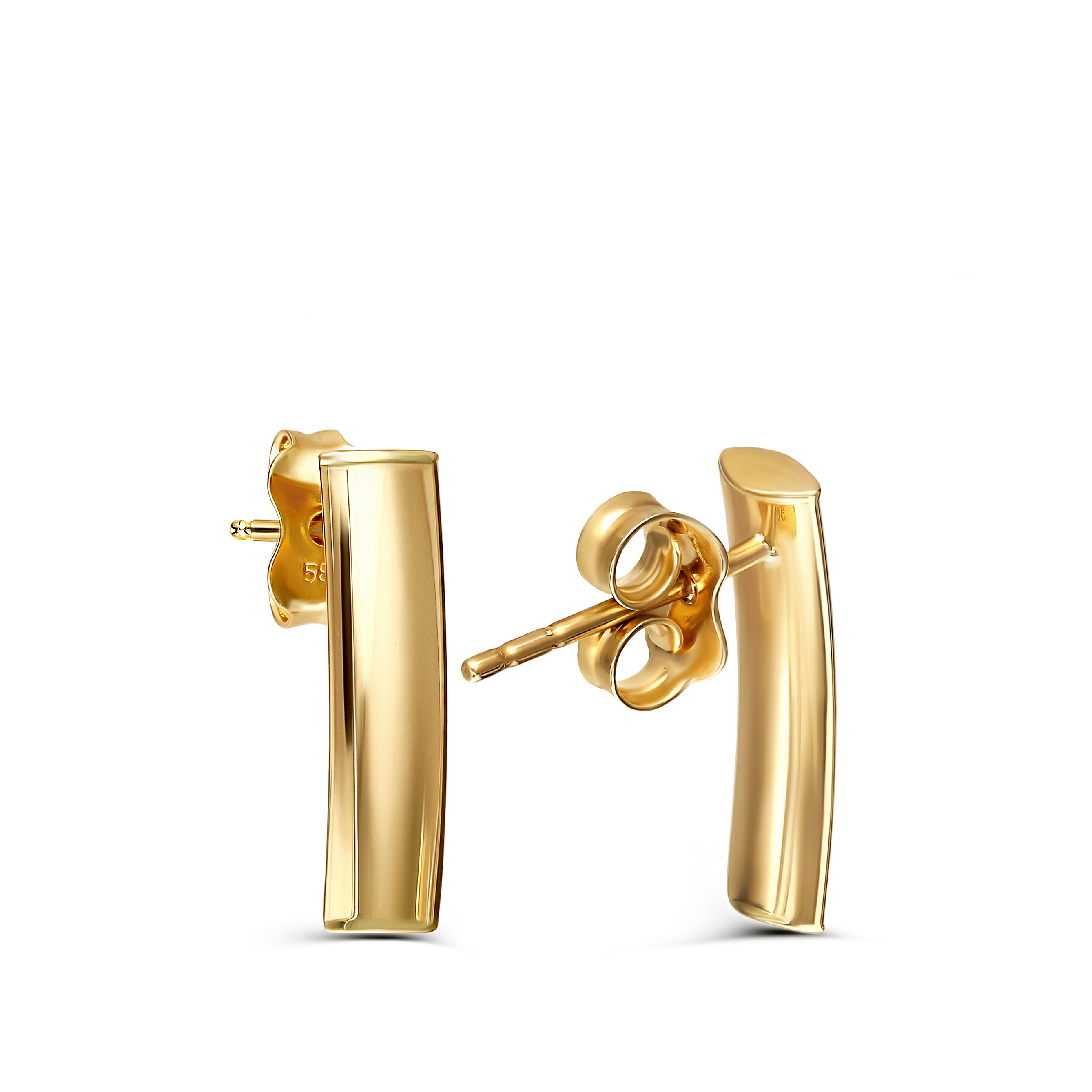Gładkie złote kolczyki na zapięciu typu sztyft, próba 585