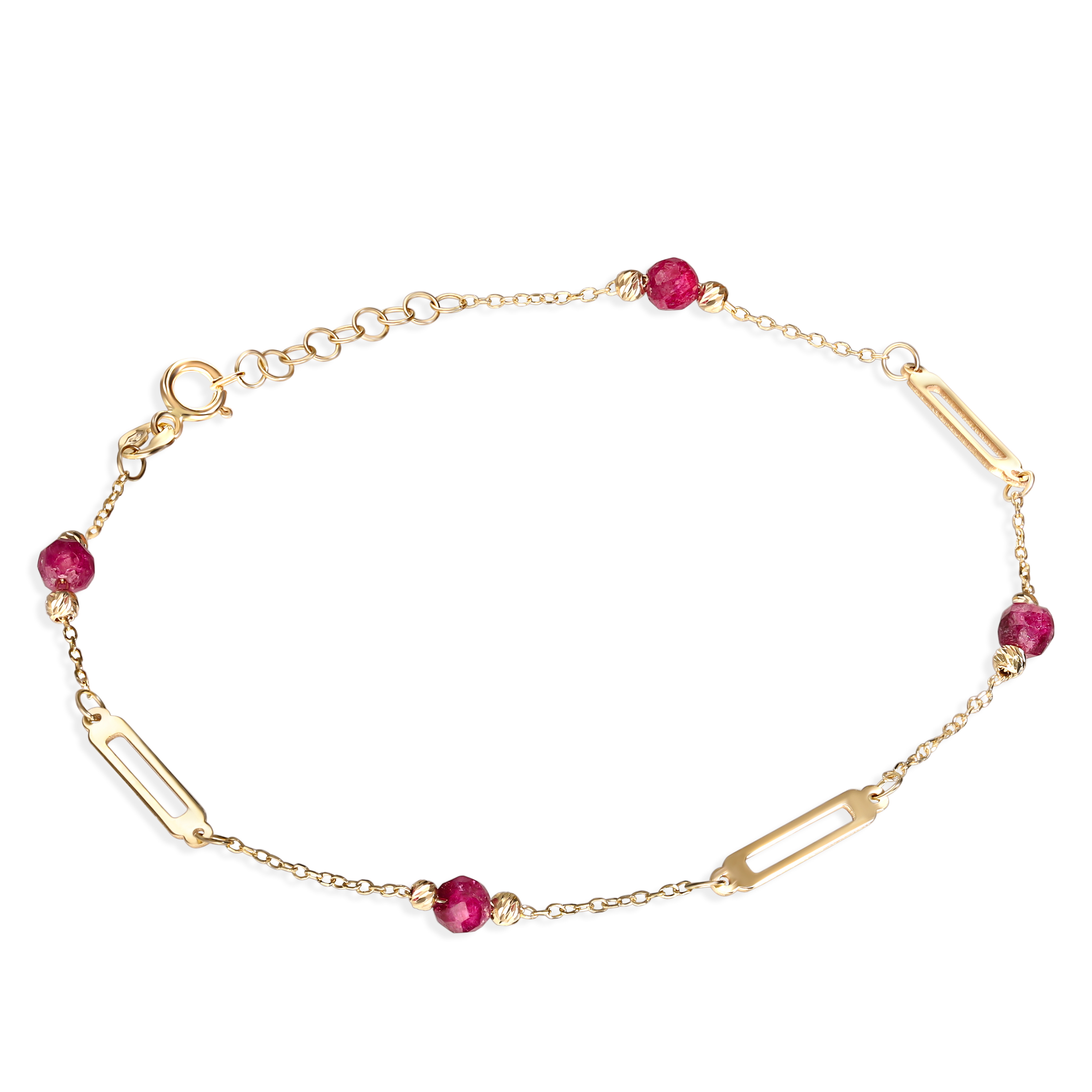 Bransoleta złota z naturalnymi rubinami, próba 585
