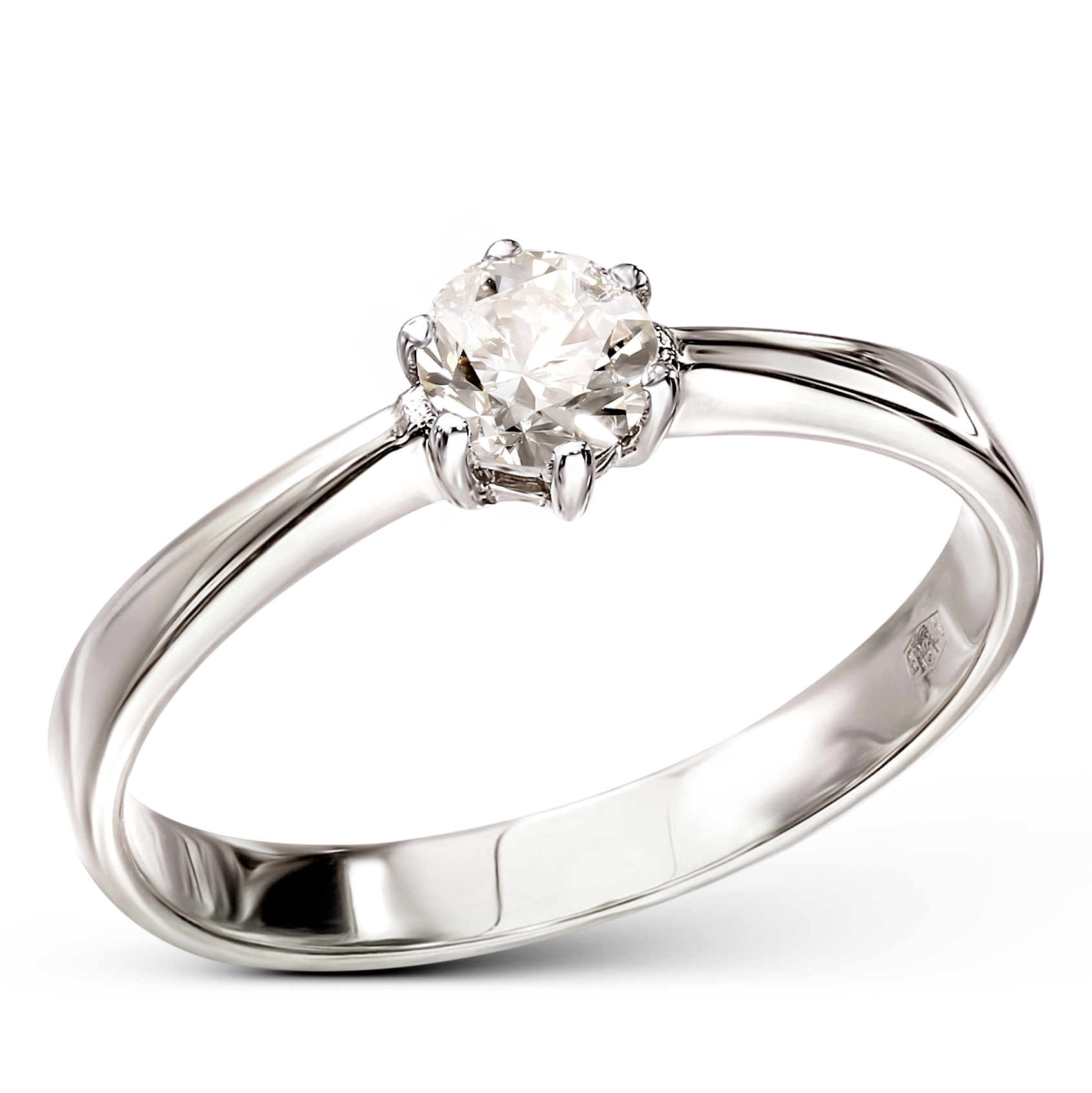 Pierścionek z białego złota z brylantem naturalnym 0.7 ct, certyfikat IGI, próba 585