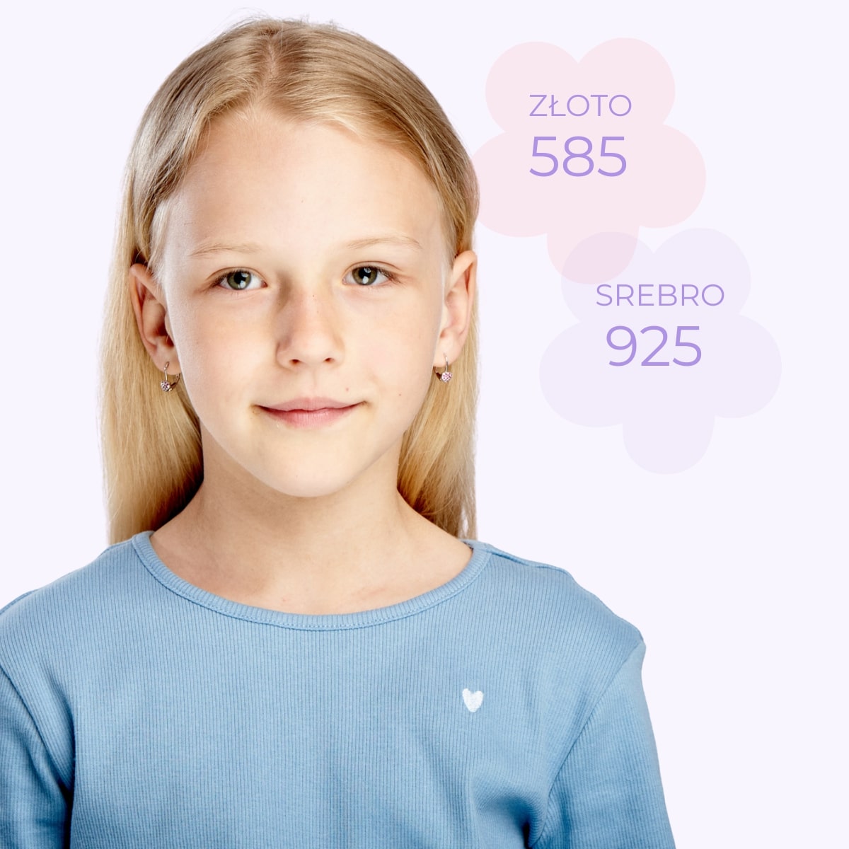 Dziewczynka ze złotymi kolczykami złoto 585
