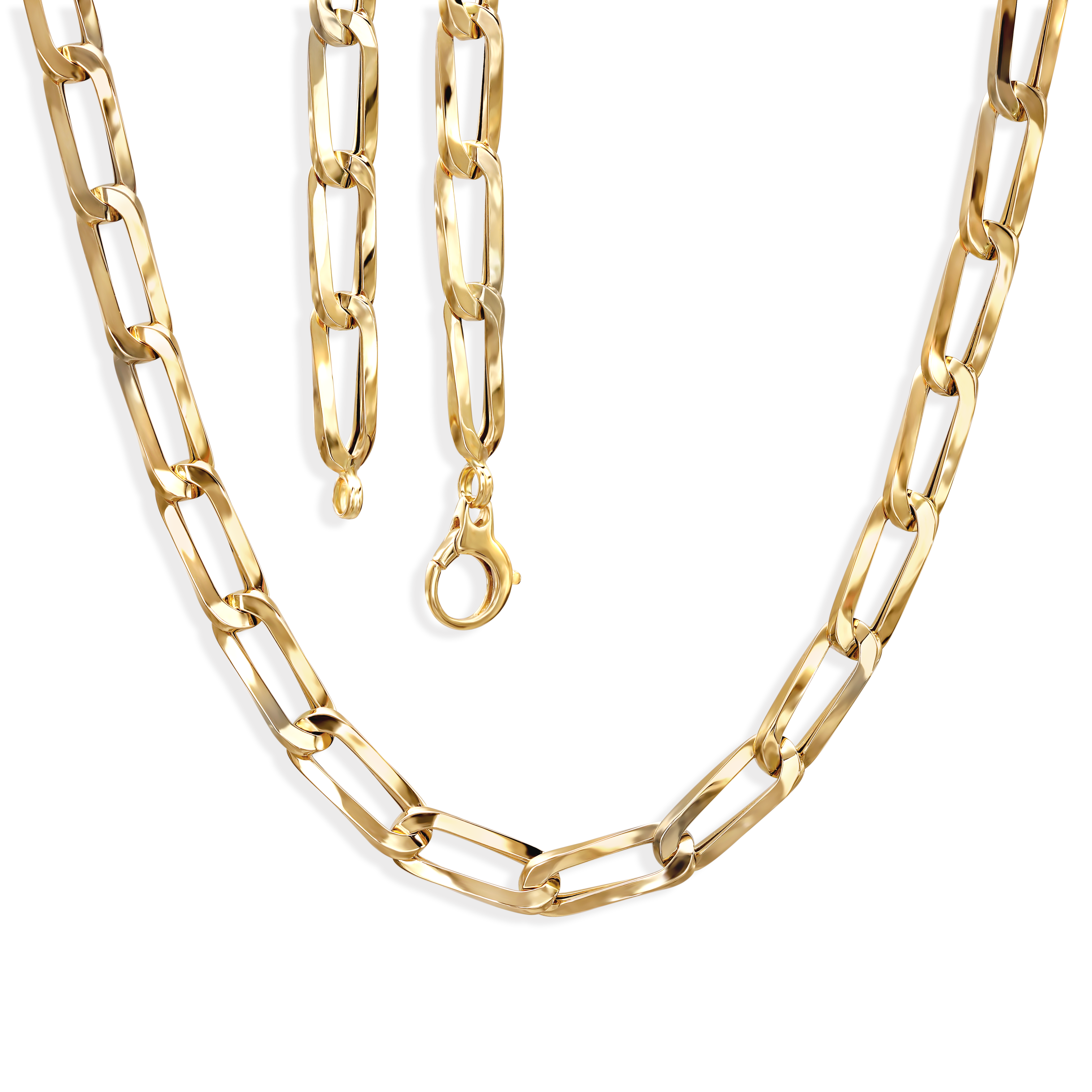 Złoty naszyjnik z duzych ogniw, splot ankier, próba 585