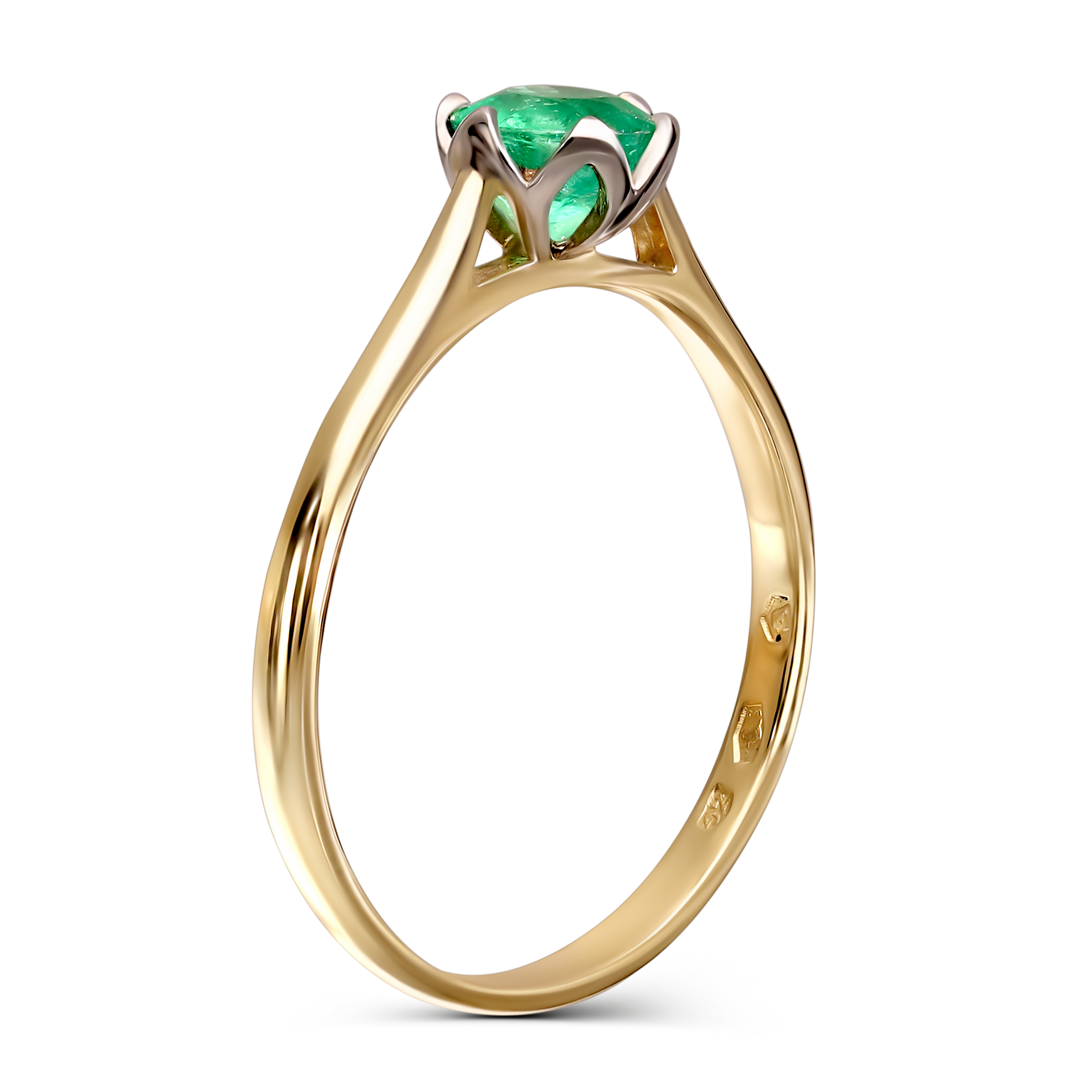 Pierścionek złoty ze szmaragdem 0.59 ct, próba 585