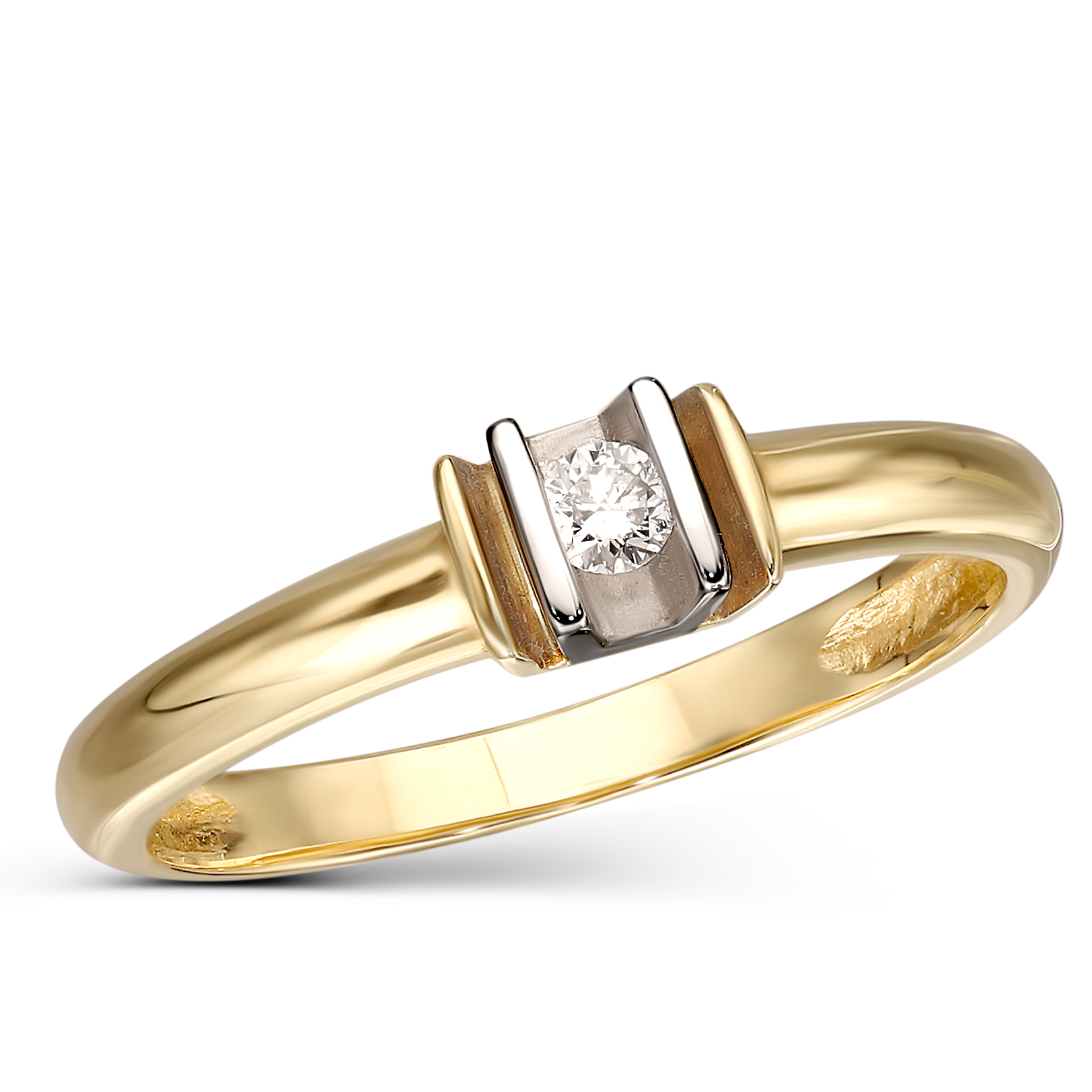 Pierścionek złoty z 1 diamentem naturalnym 0.06ct, pr. 585