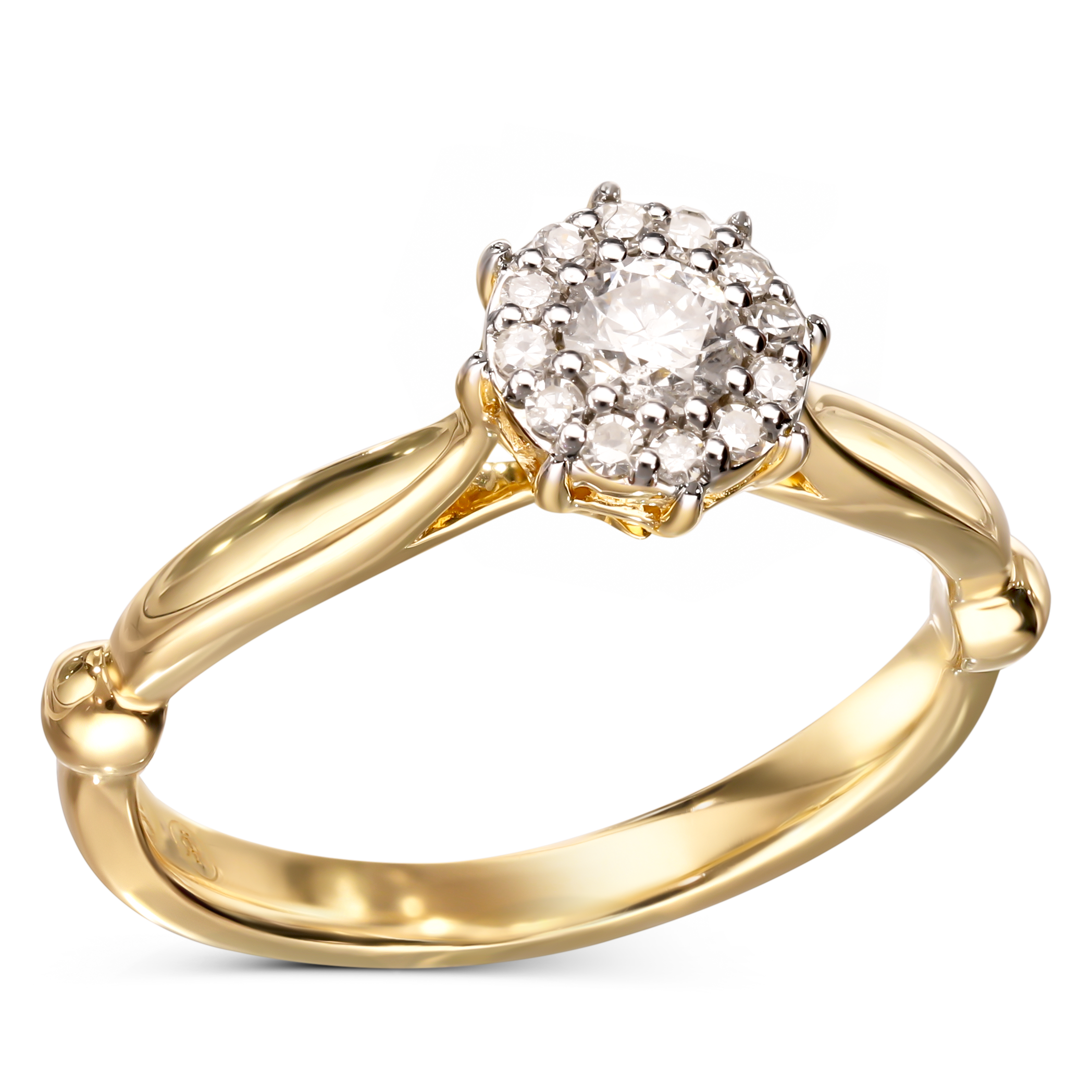 Pierścionek złoty z diamentami naturalnymi 0.27 ct, rozmiar 17, próba 585