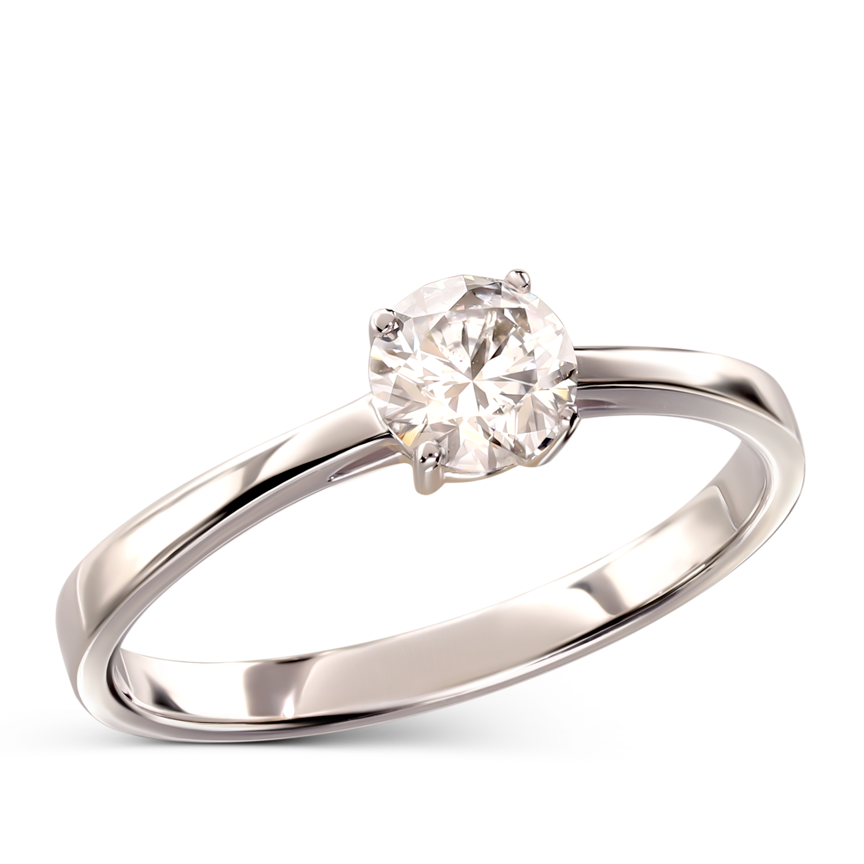 Pierścionek z białego złota z diamentem naturalnym IGI 0.52 ct, rozmiar 15, próba 585