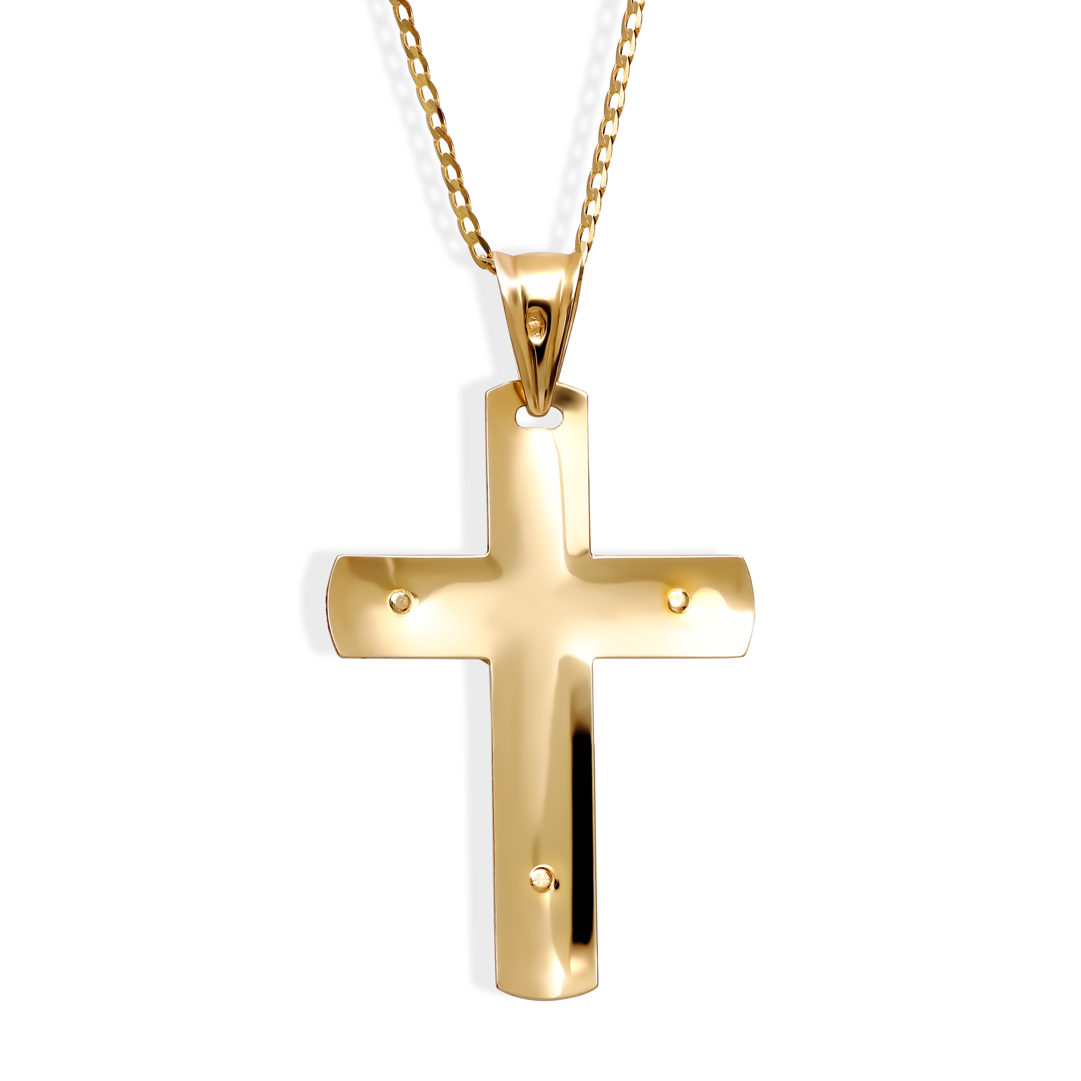 Złoty krzyżyk z rodowanymi elementami, próba 585