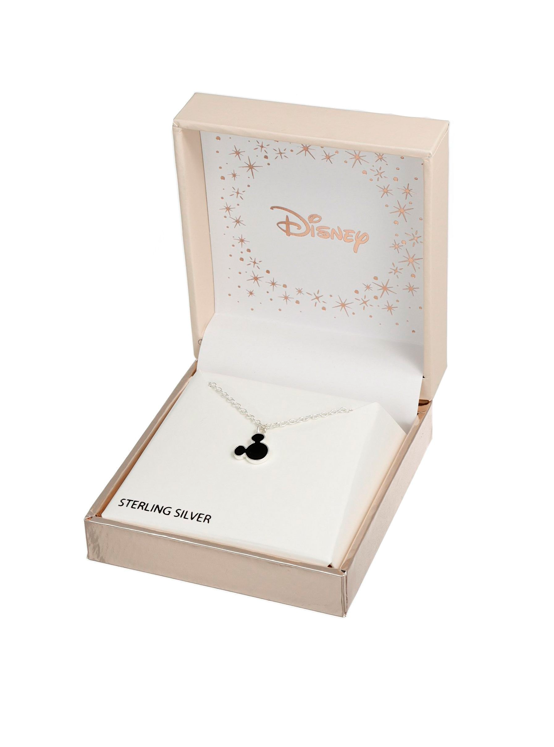 Srebrny naszyjnik z czarną emalią Myszka Mickey, próba 925