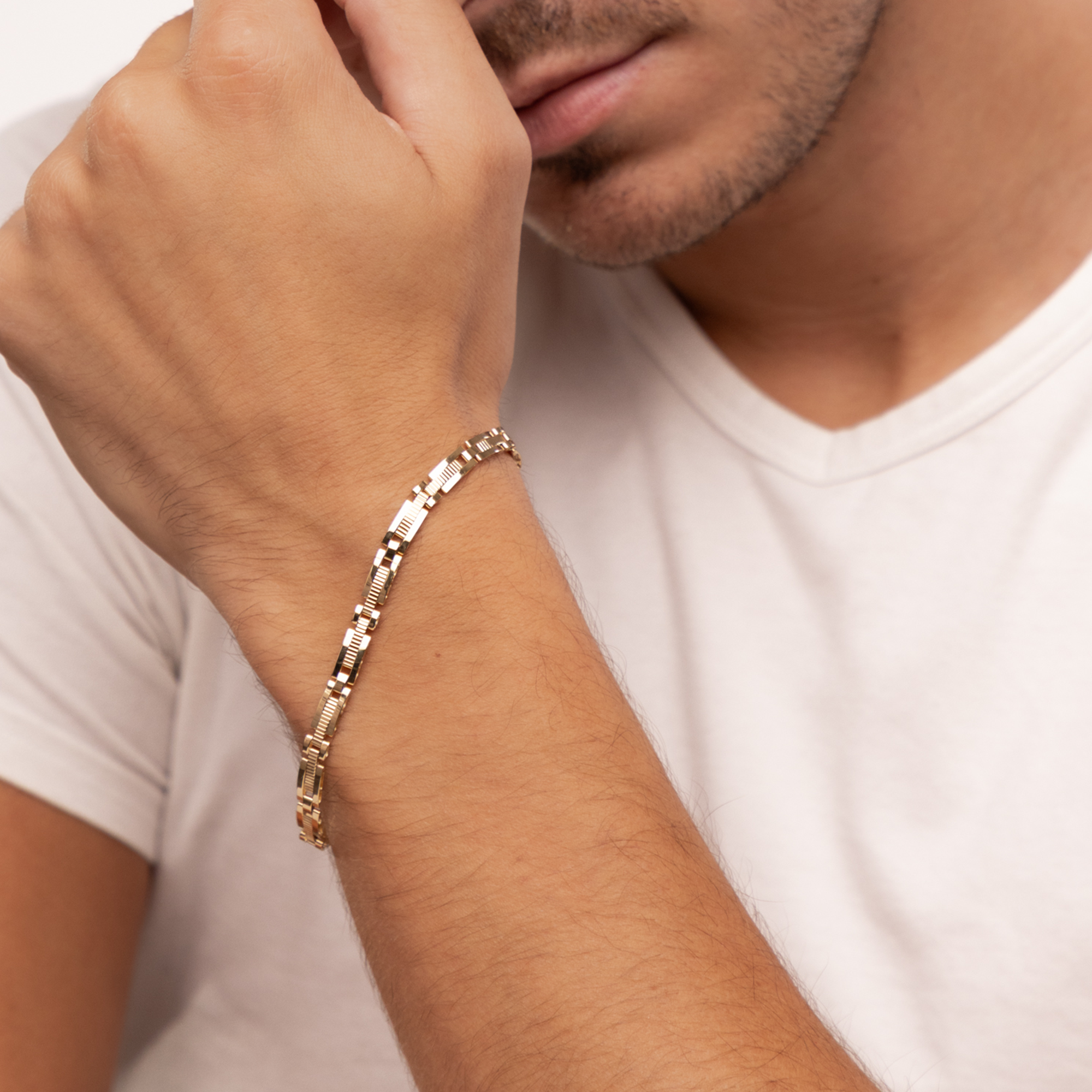 Nowoczesna złota bransoleta męska, próba 585
