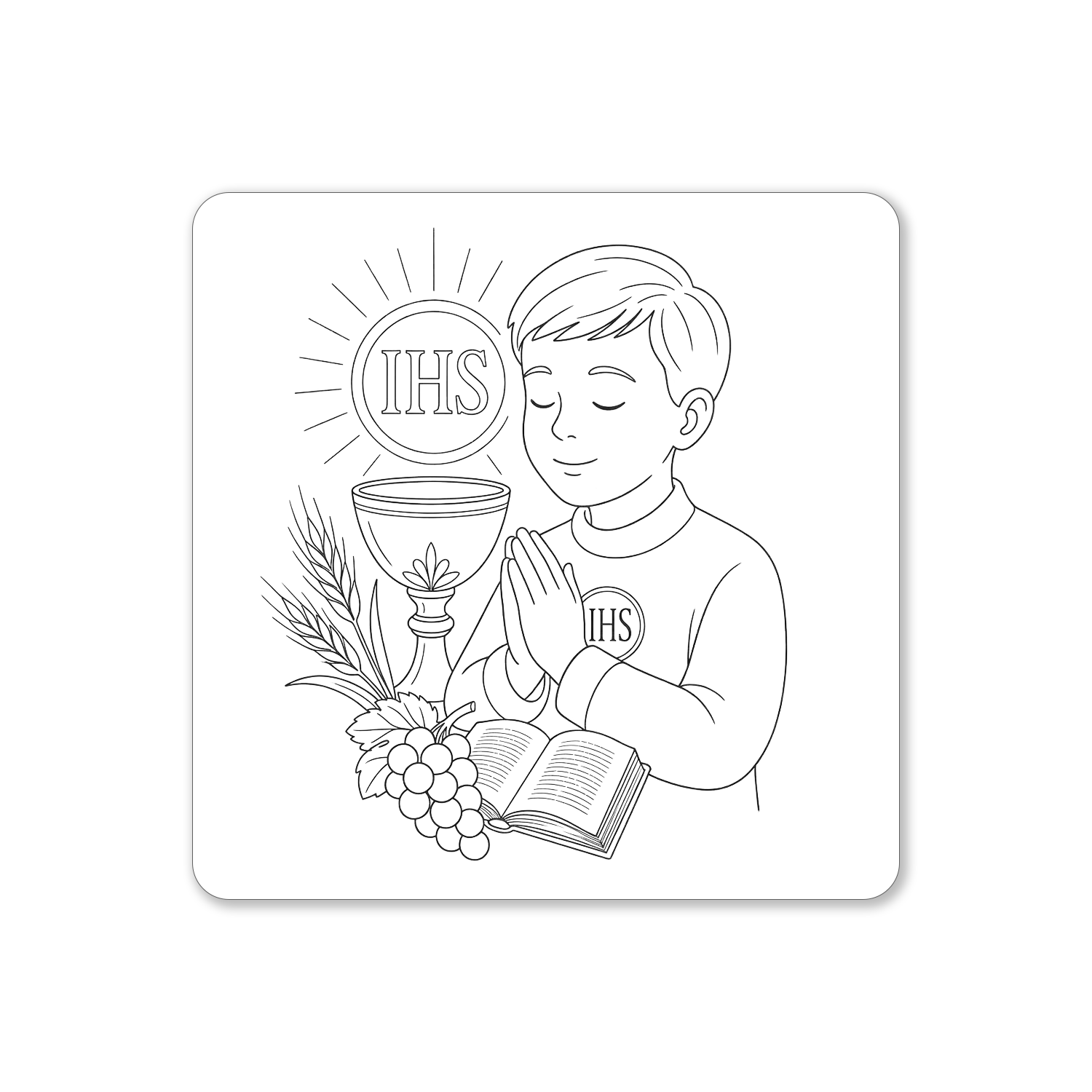 Tabliczka biała do pudełka na Komunię Św. dla chłopca