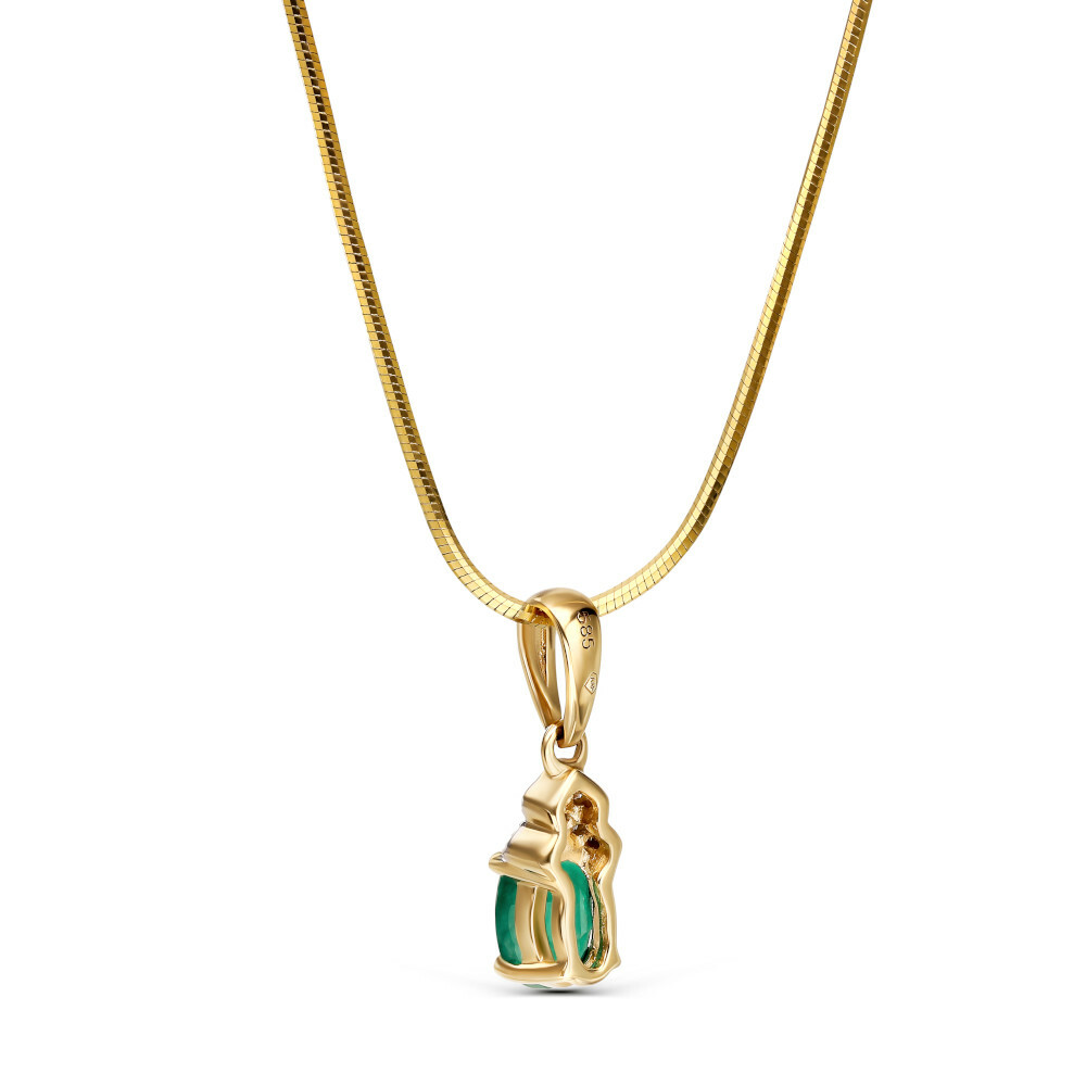 Zawieszka złota ze szmaragdem i diamentami naturalnymi, próba 585
