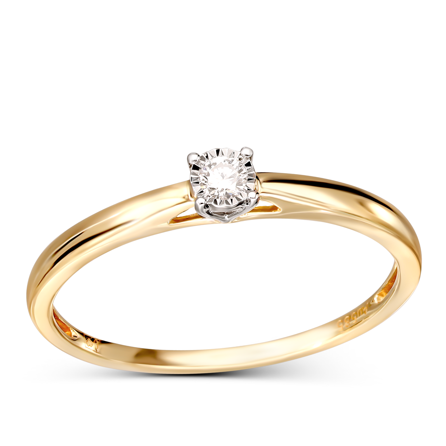 Pierścionek złoty z diamentem naturalnym 0.05 ct, próba 585