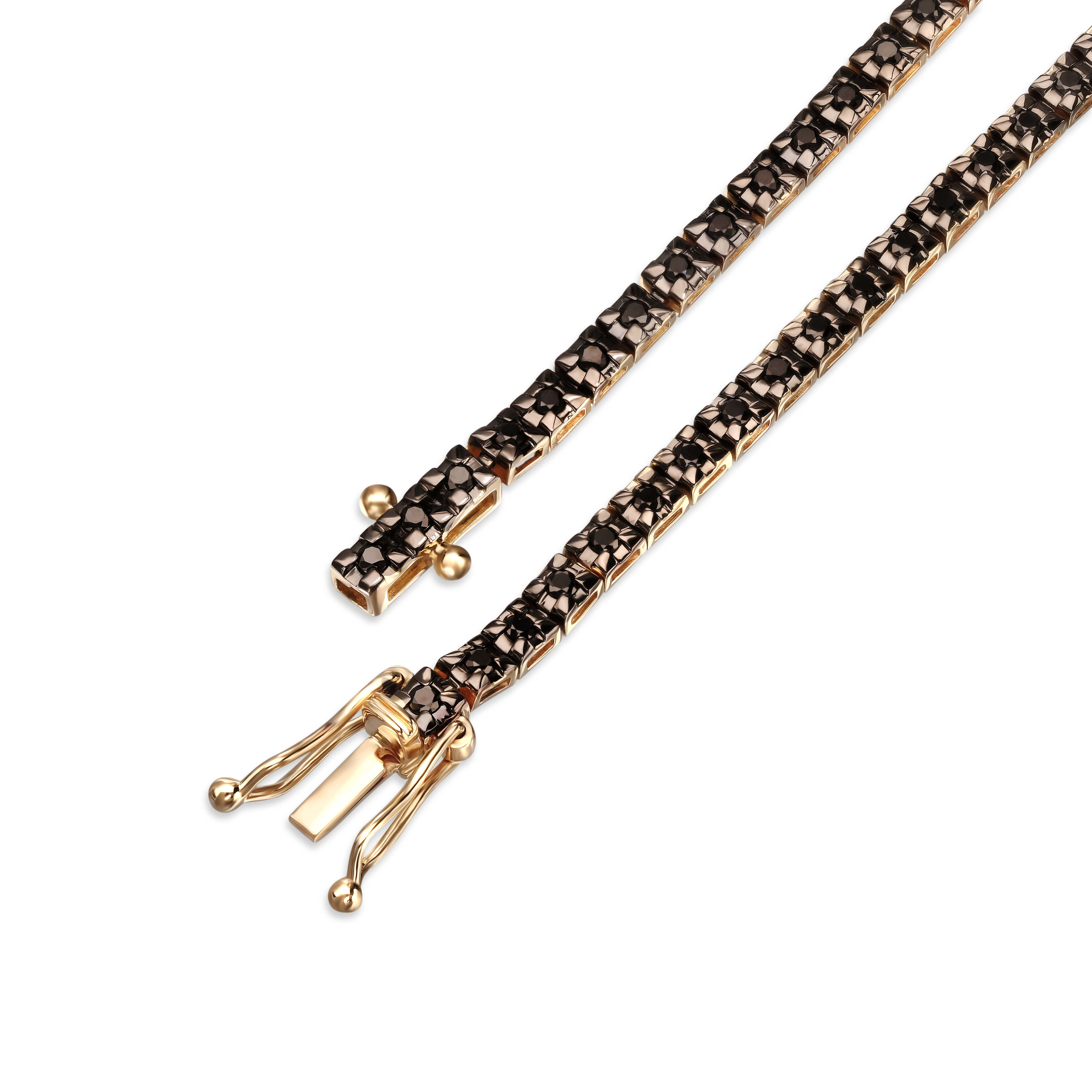 Złota bransoletka tenisowa z czarnymi diamentami naturalnymi, próba 585