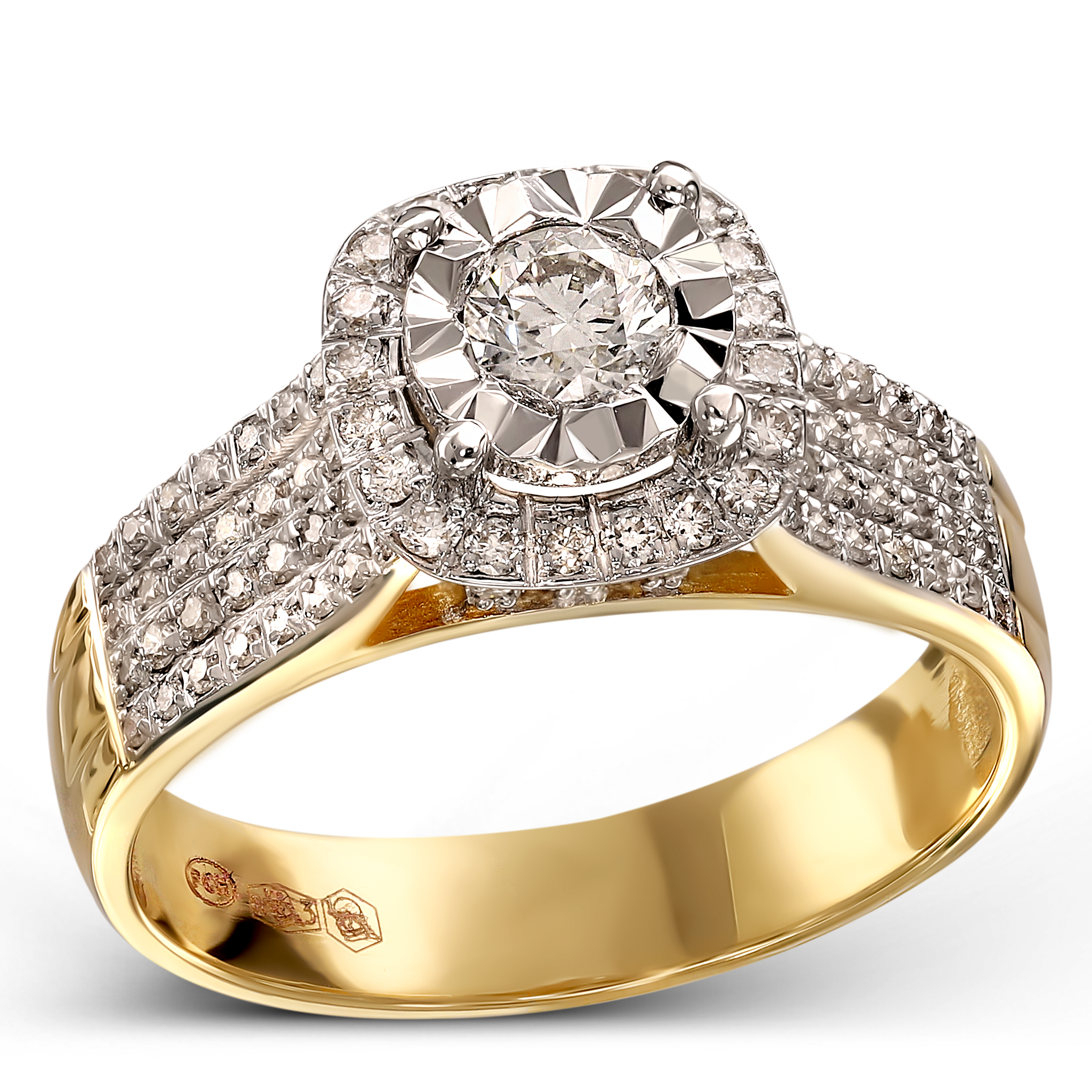 Luksusowy pierścionek złoty z diamentami naturalnymi, próba 585