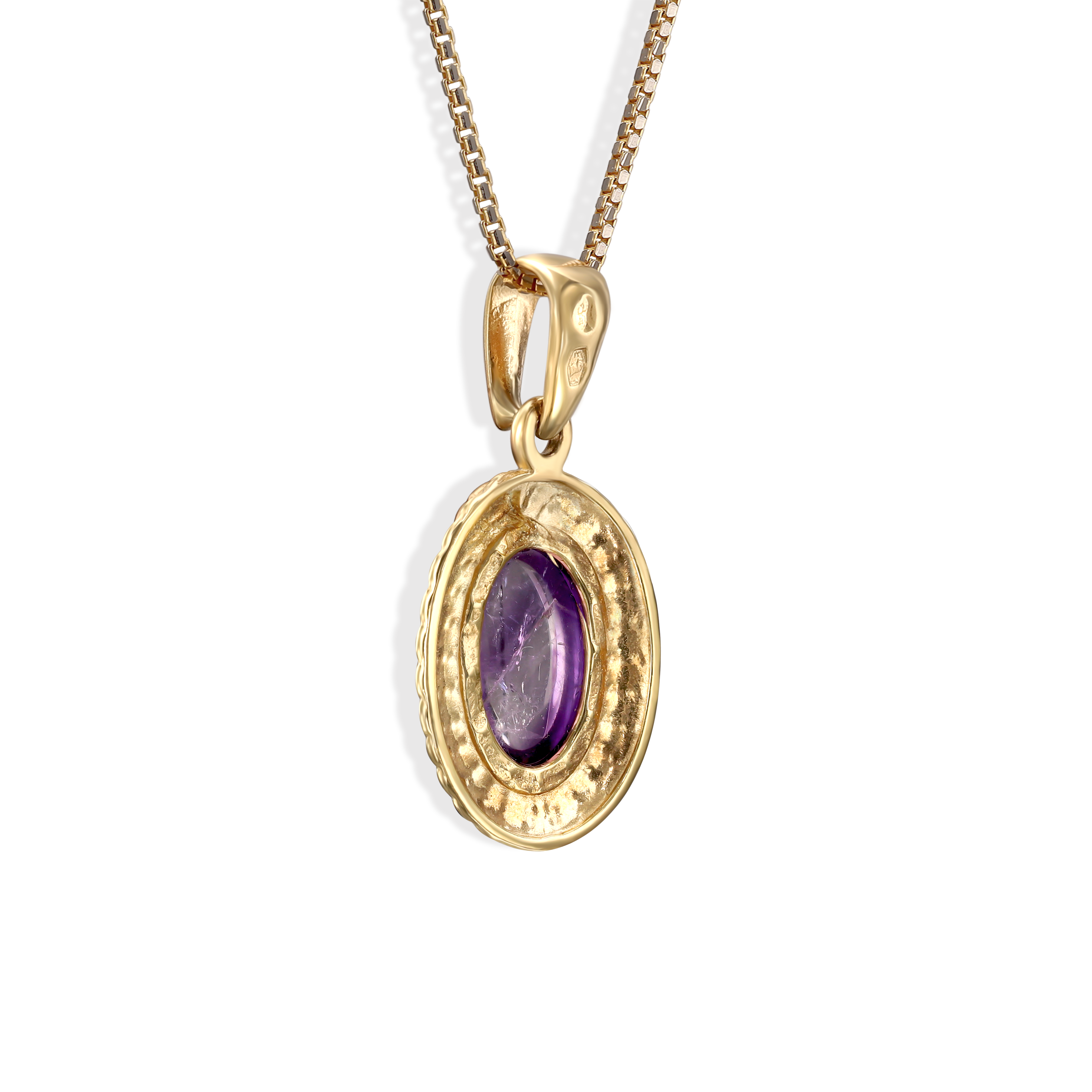Zawieszka złota z ametystem naturalnym, próba 585