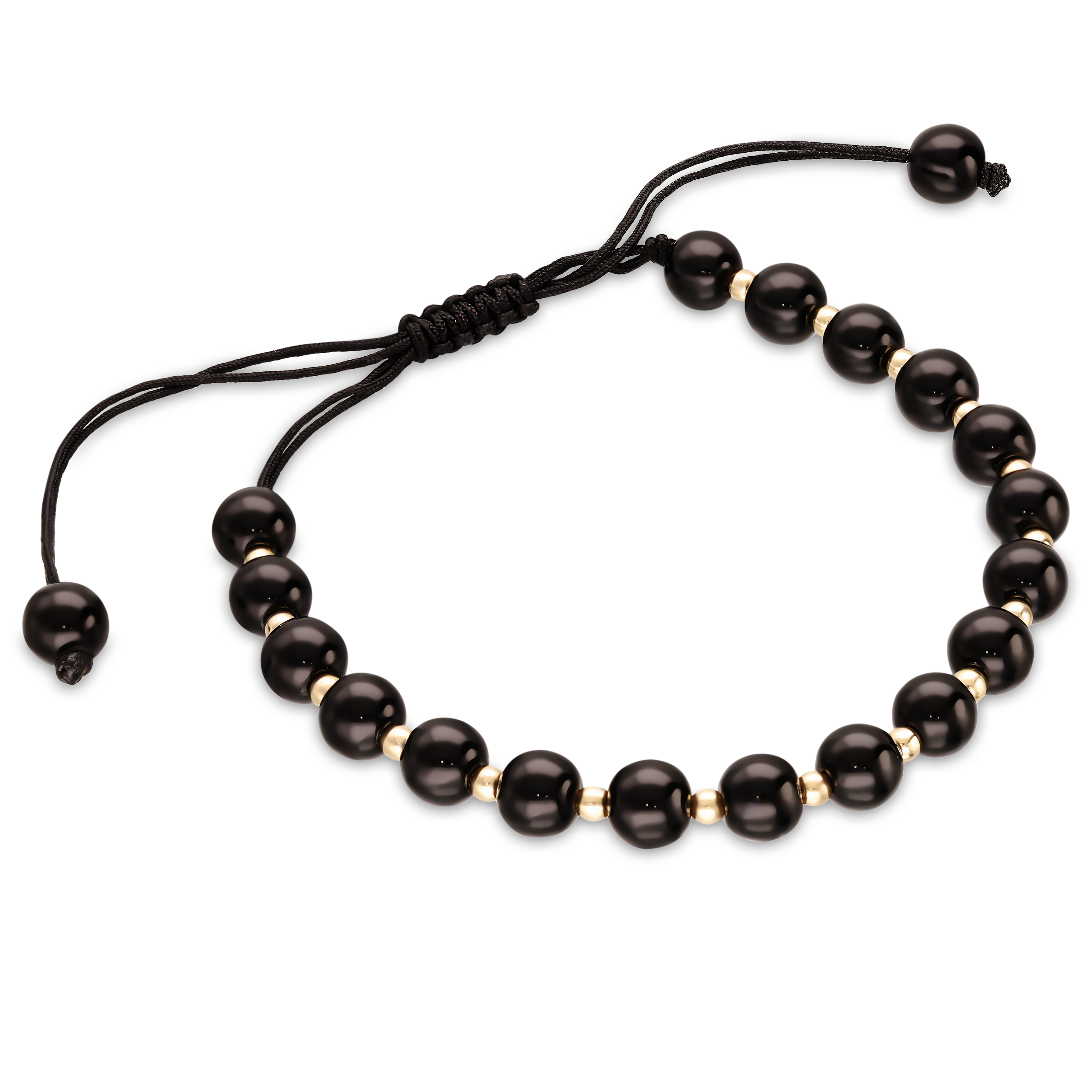 Bransoleta z hematytami i złotymi kulkami, próba 585
