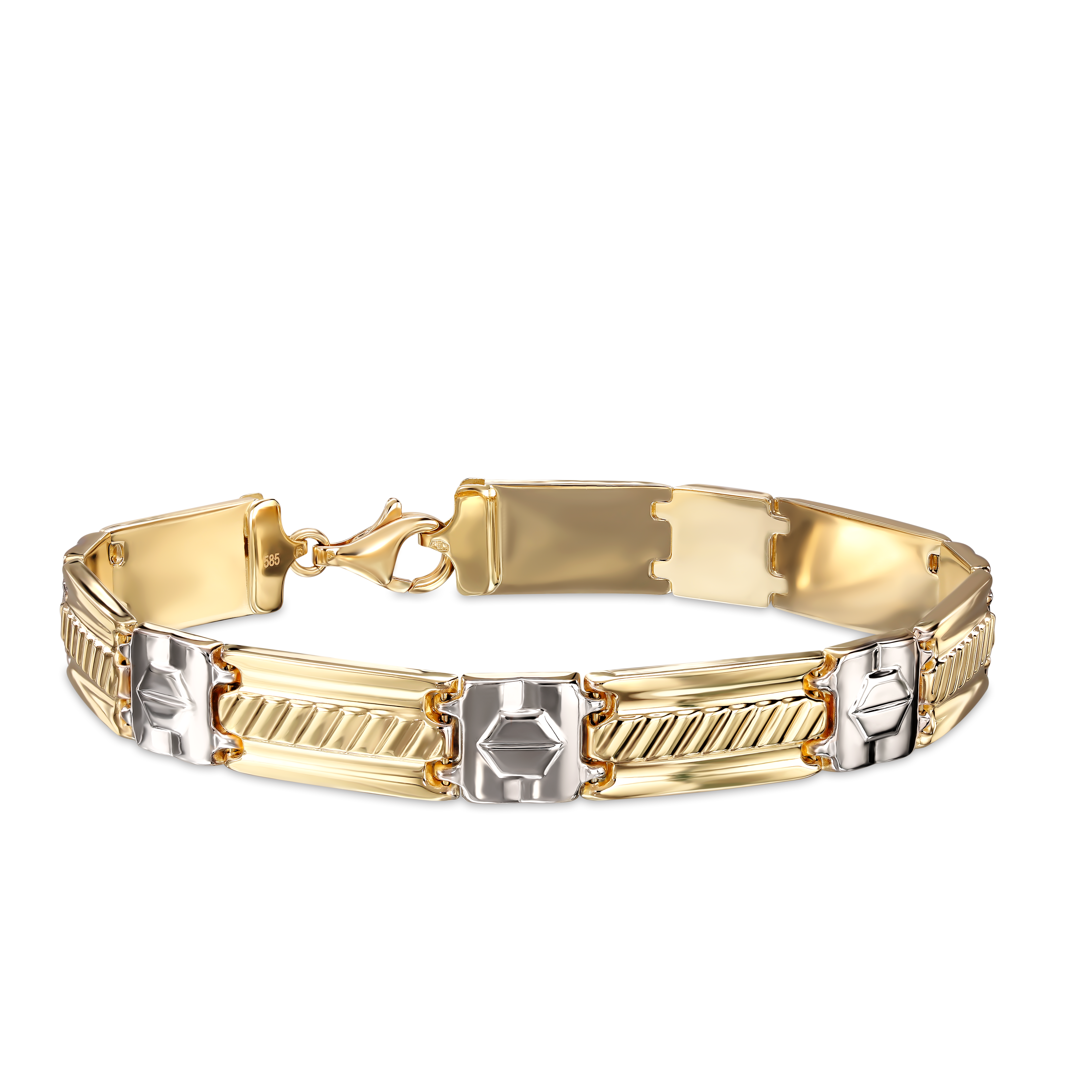 Bransoleta złota męska z elementami białego złota, długość 21 cm, próba 585