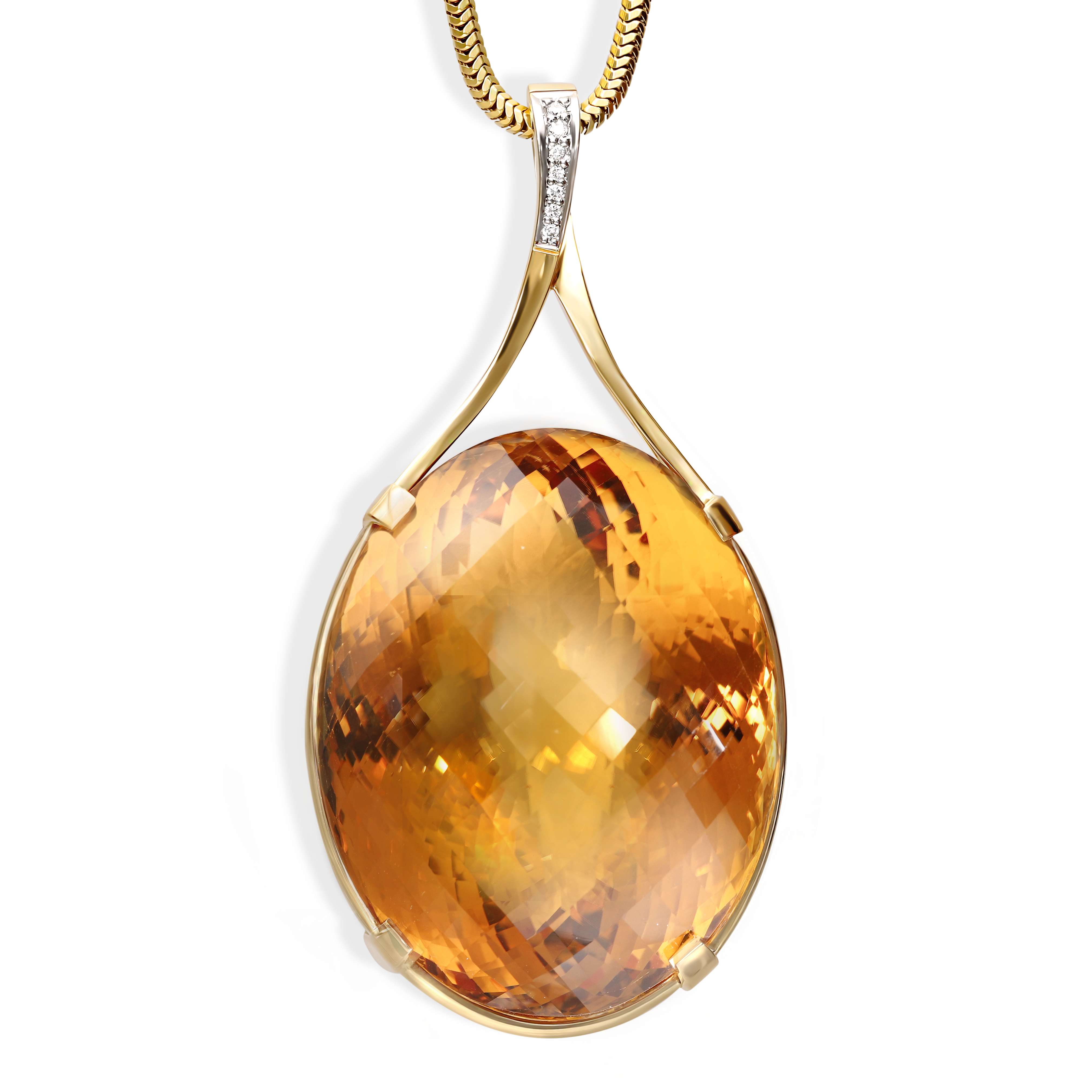 Zawieszka złota z okazałym cytrynem i diamentami naturalnymi 0.08 ct, próba 585