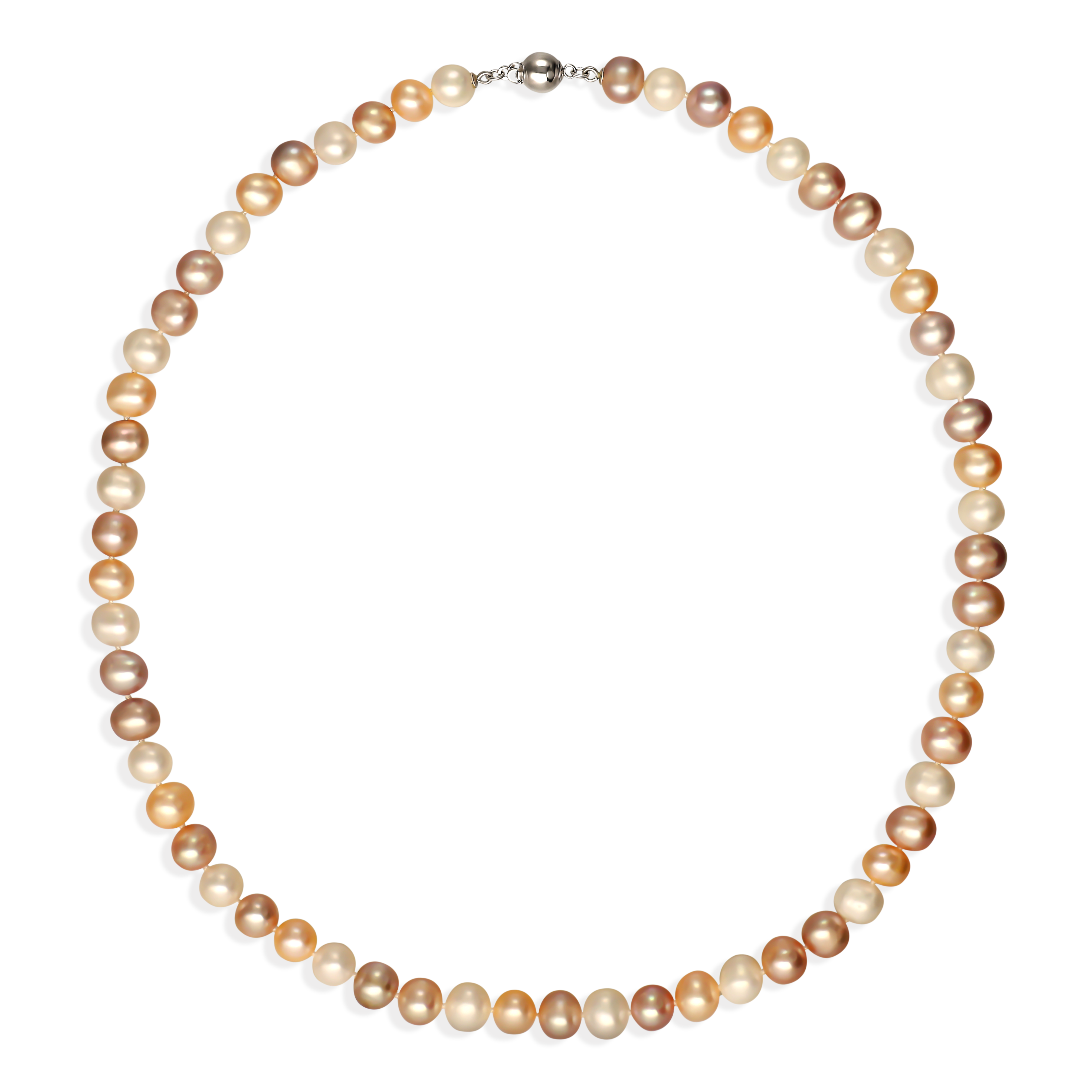 Naszyjnik z różnokolorowych pereł hodowanych 50 cm, zapięcie srebrne pr. 925