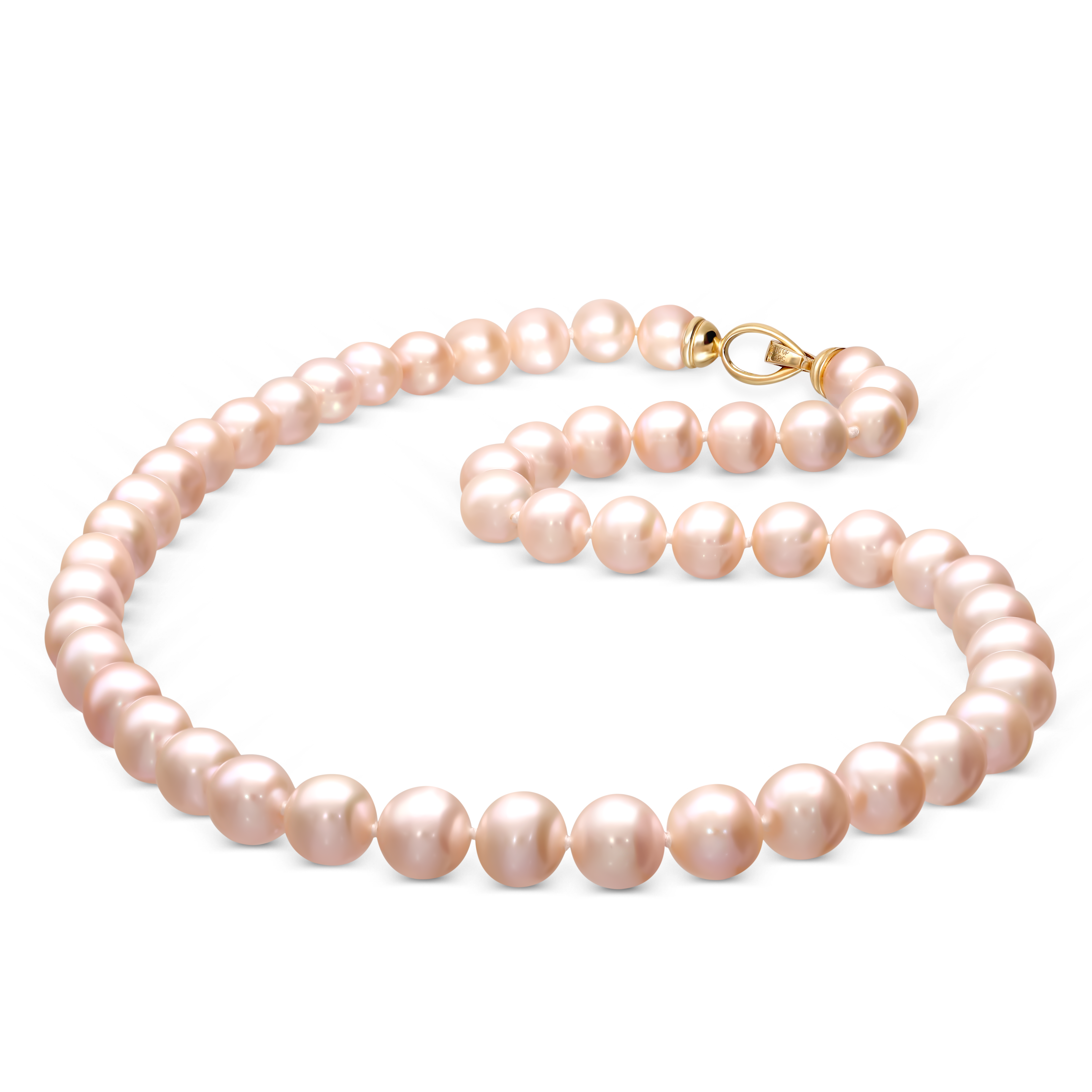 Naszyjnik z pereł słodkowodnych ze złotym zapięciem ozdobionym diamentami naturalnymi, próba 585