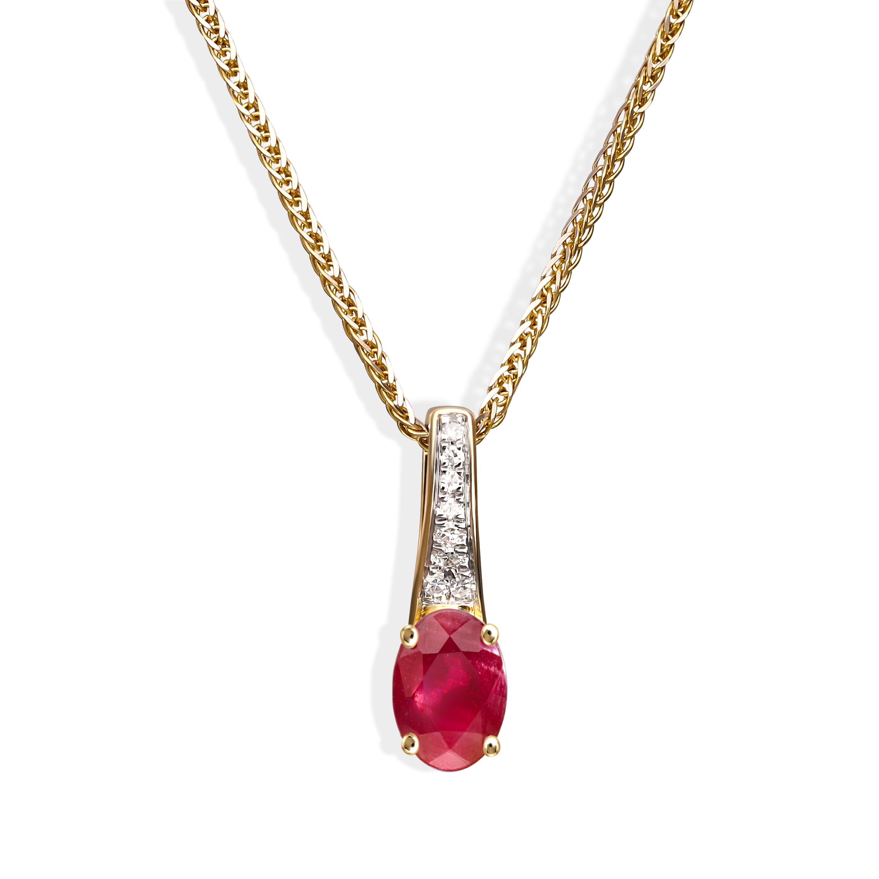 Zawieszka złota z rubinem 0.52 ct i diamentami naturalnymi, próba 585
