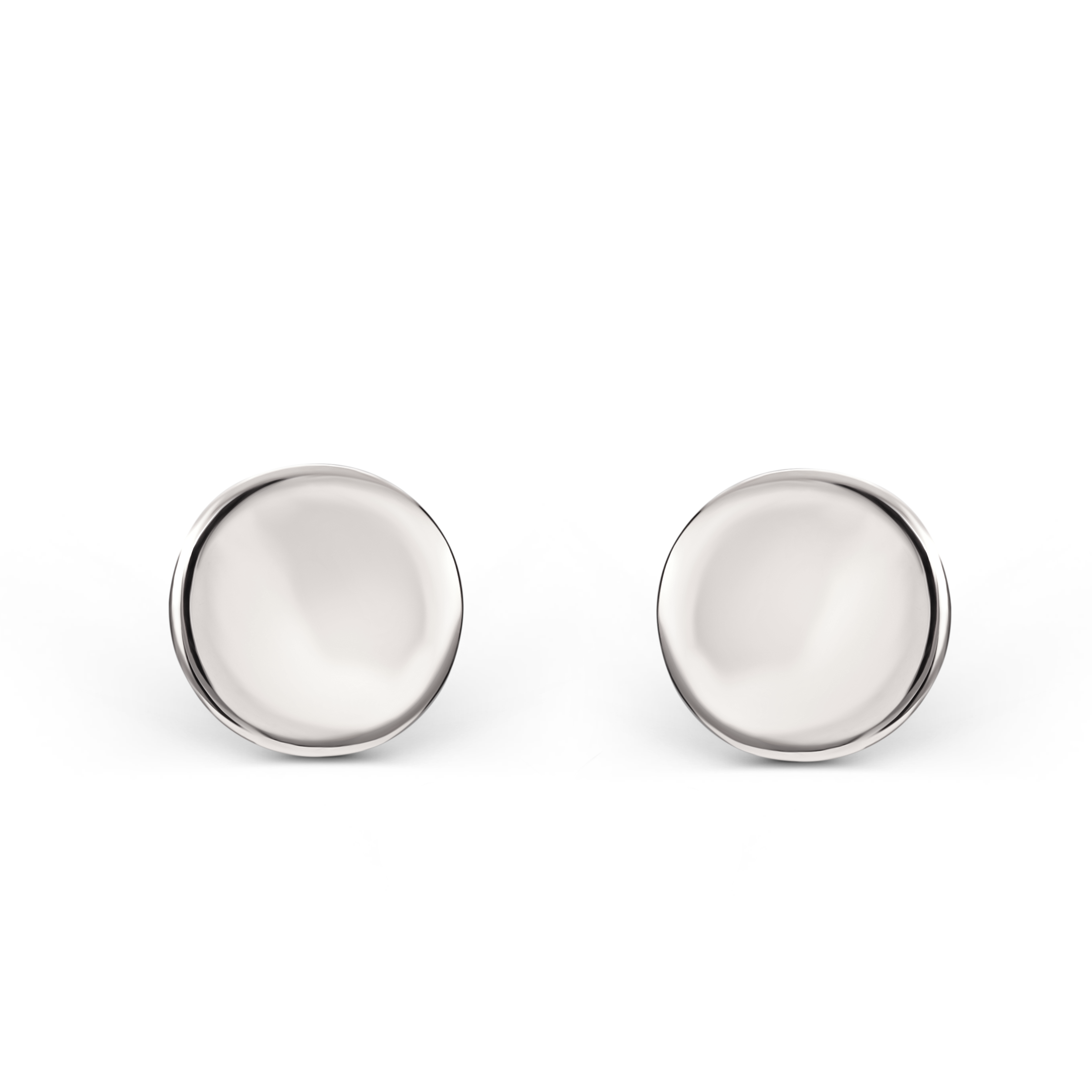 Okrągłe kolczyki sztyfty z białego złota, próba 585