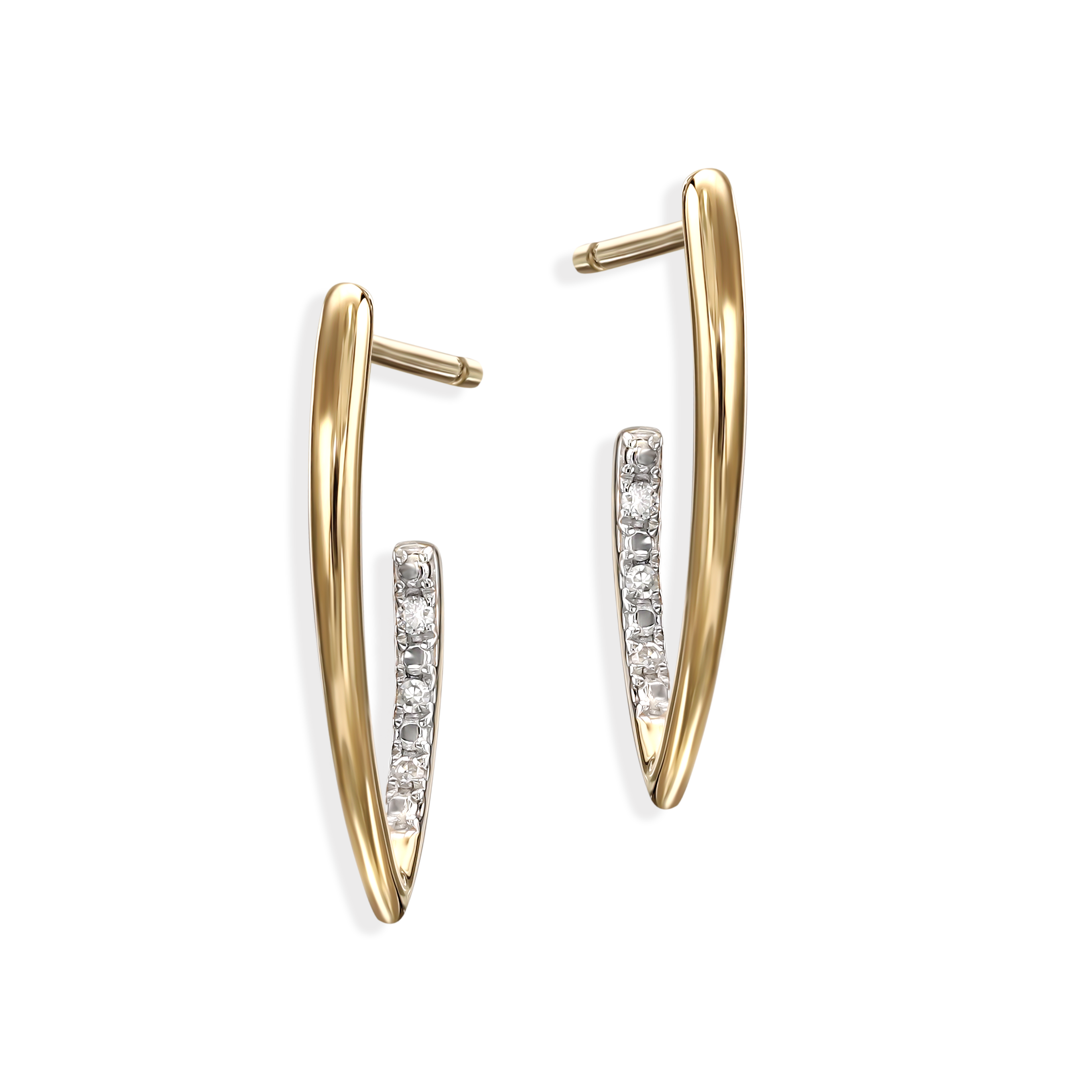 Kolczyki złote z diamentami naturalnymi 0.03 ct na sztyfcie, próba 585