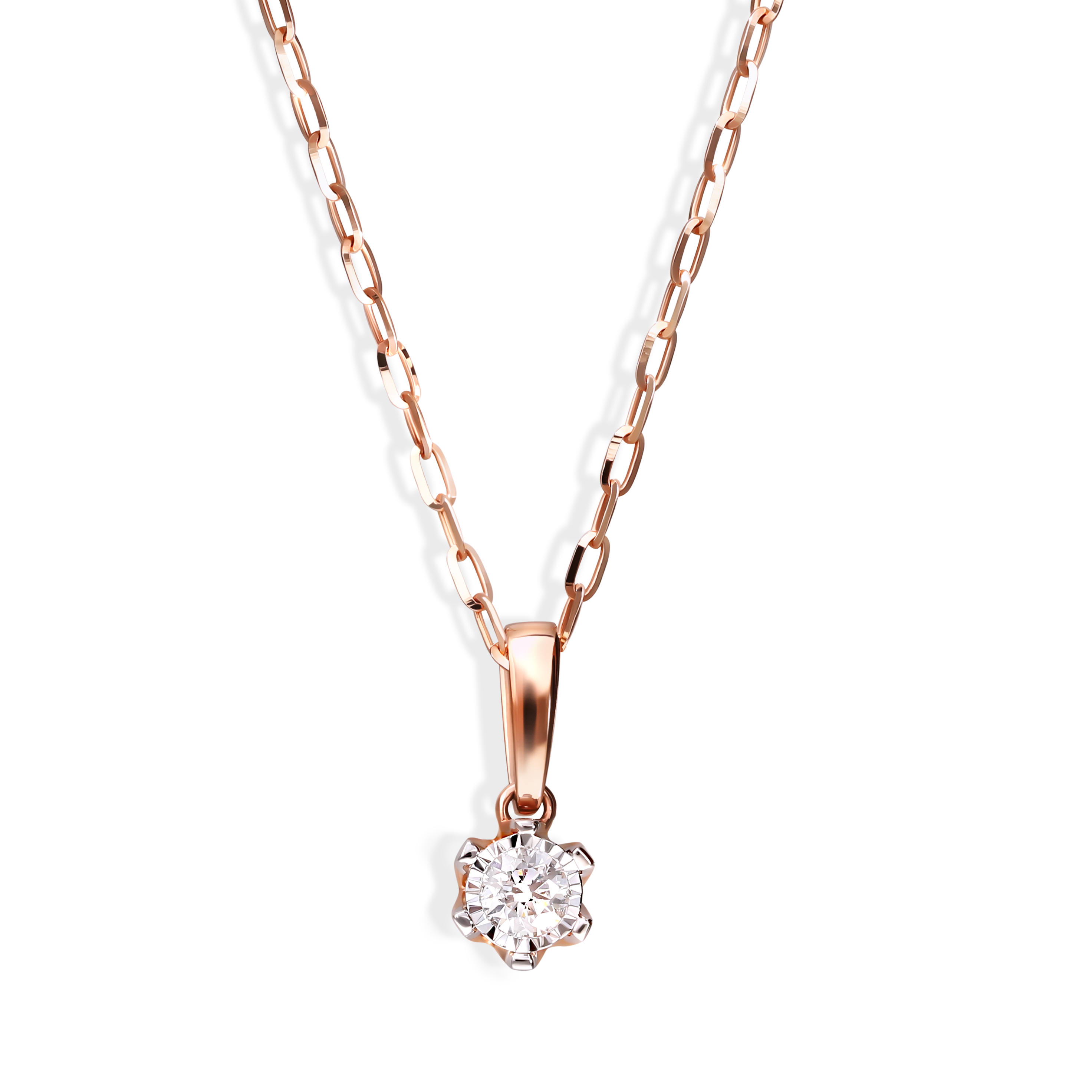 Zawieszka z różowego złota z diamentem naturalnym 0.14 ct, próba 585