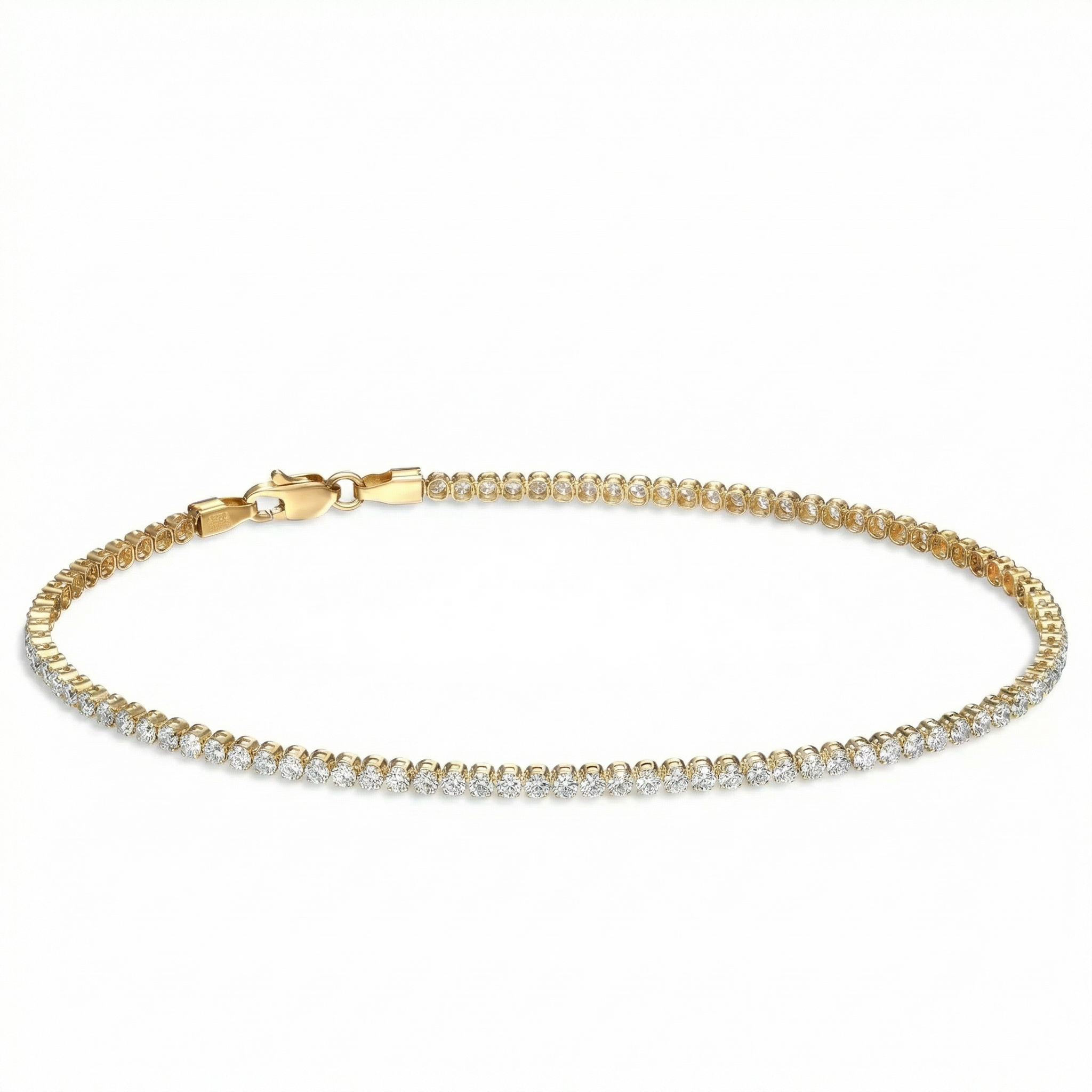 Bransoleta złota tenisowa z białymi cyrkoniami, długość 18 cm, proba 585