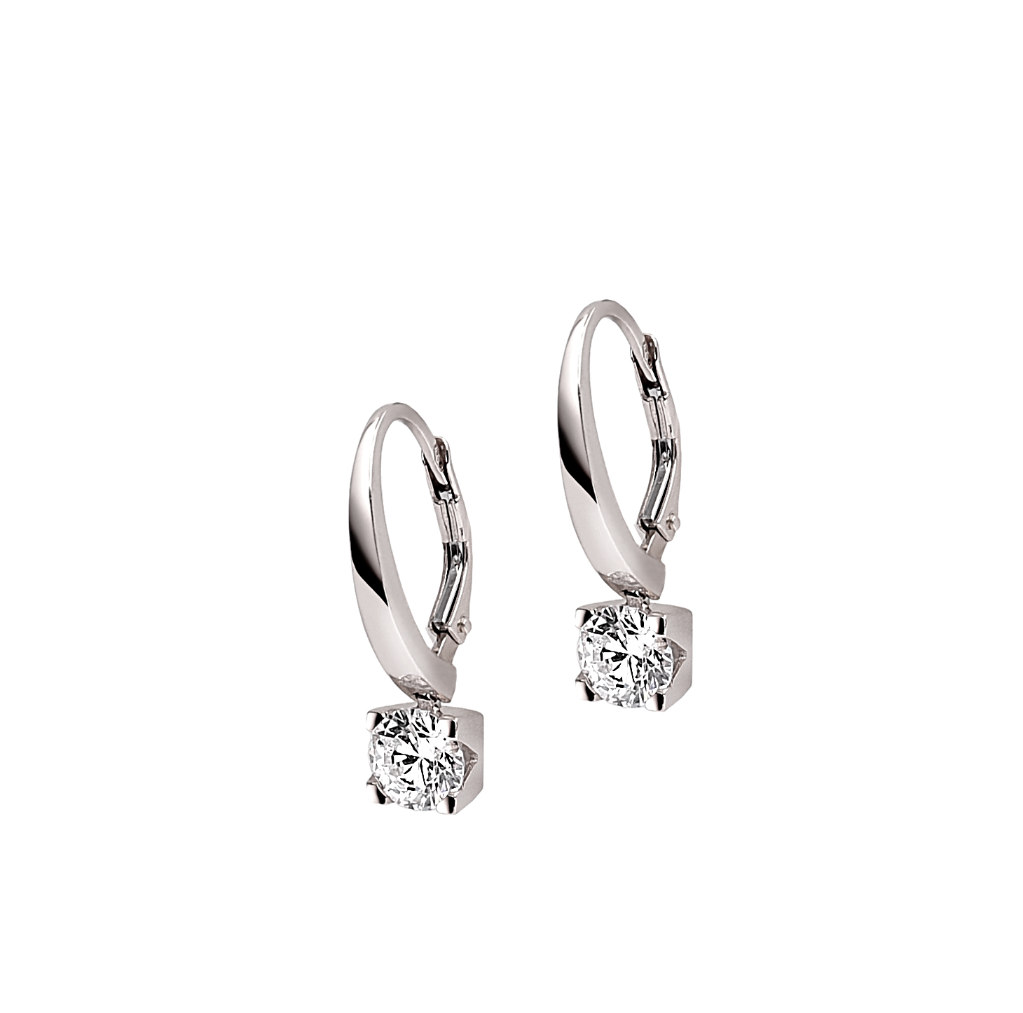 Kolczyki z białego złota z dużą cyrkonią, próba 585