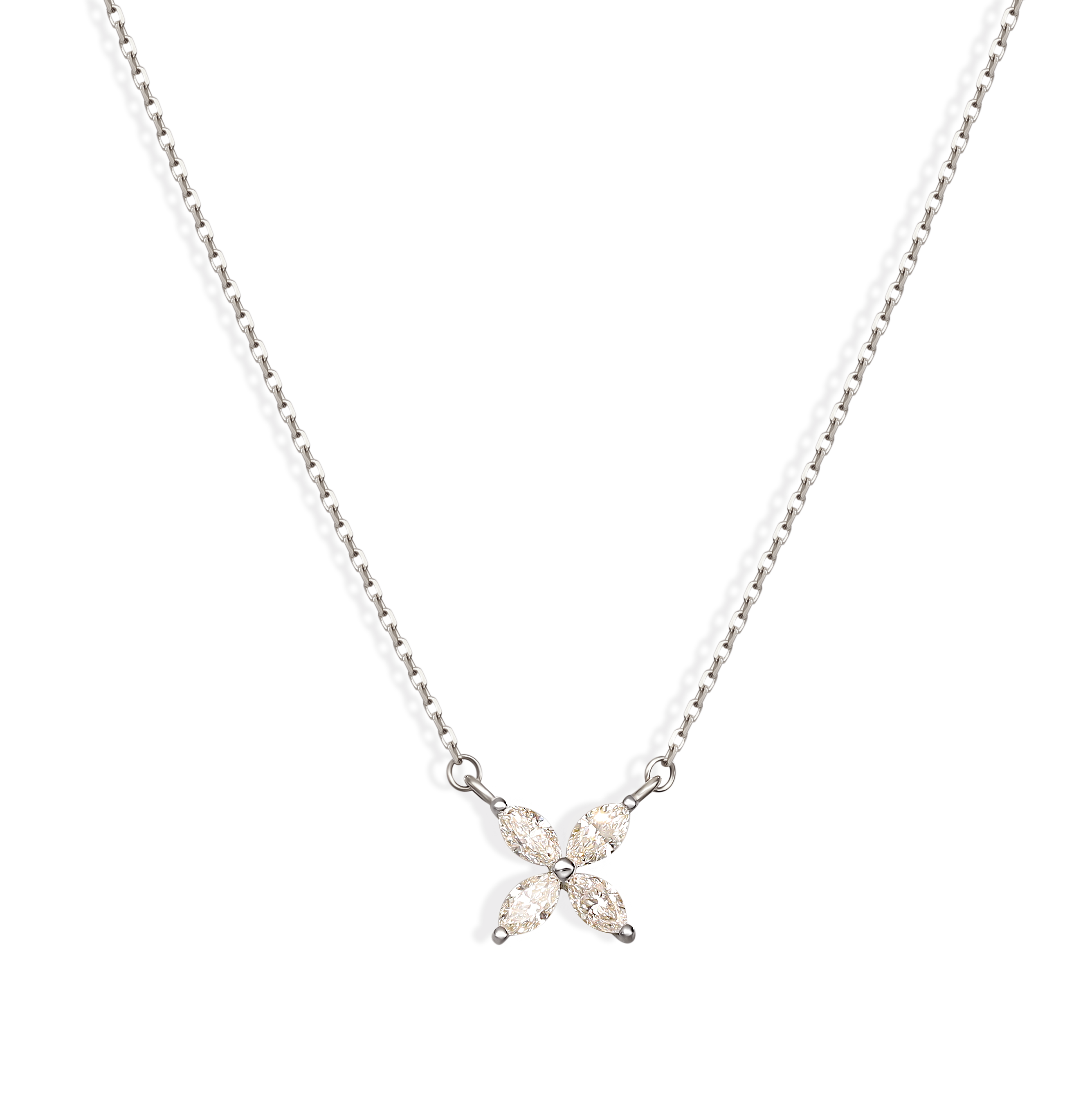 Naszyjnik z białego złota z zawieszką w kształcie kwiatu z diamentami naturalnymi 0.45 ct, próba 585