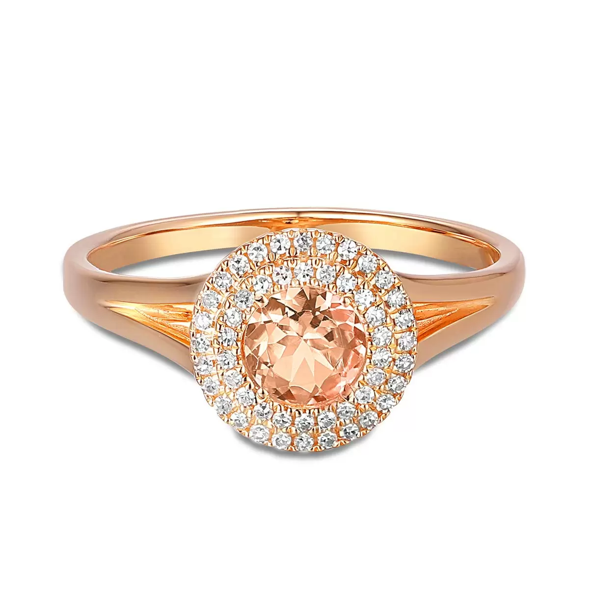 Pierścionek z różowego złota z morganitem 0.45 ct i diamentami naturalnymi, rozmiar 17, próba 585