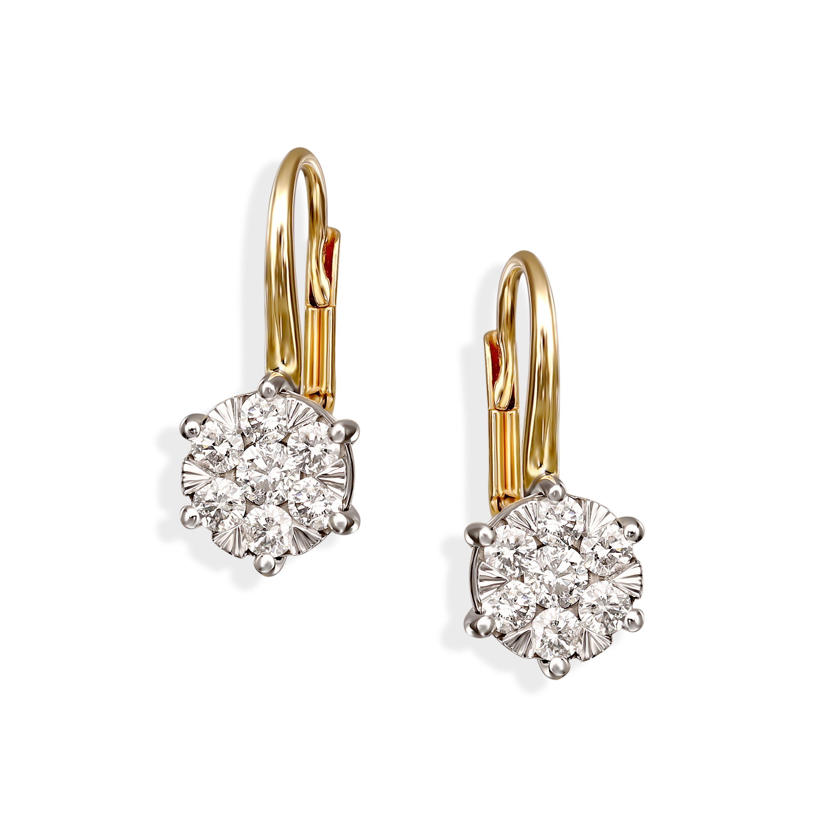 Kolczyki złote z 14 diamentami naturalnymi, 0.850ct