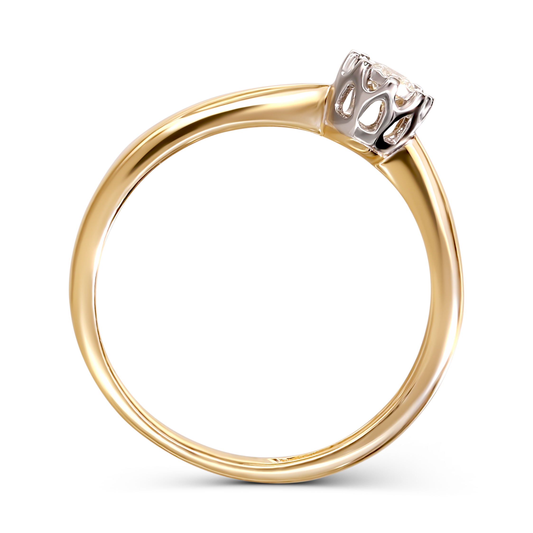 Złoty pierścionek z diamentem naturalnym 0.06 ct, rozmiar 12, próba 585