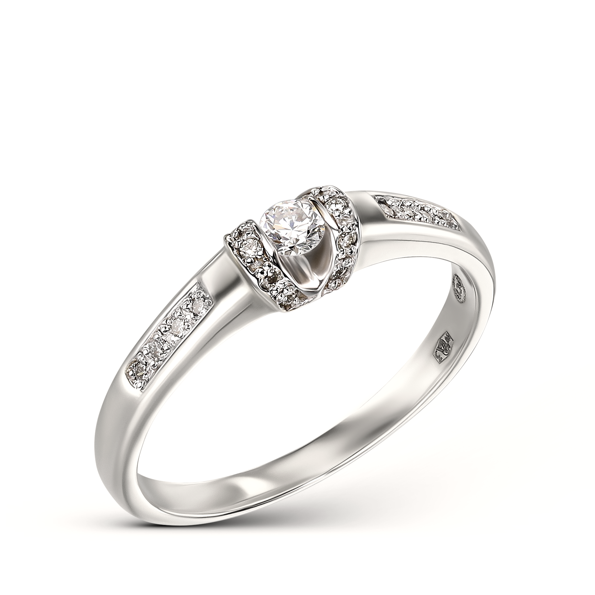 Pierścionek z białego złota z diamentami naturalnymi 0.18 ct, próba 585