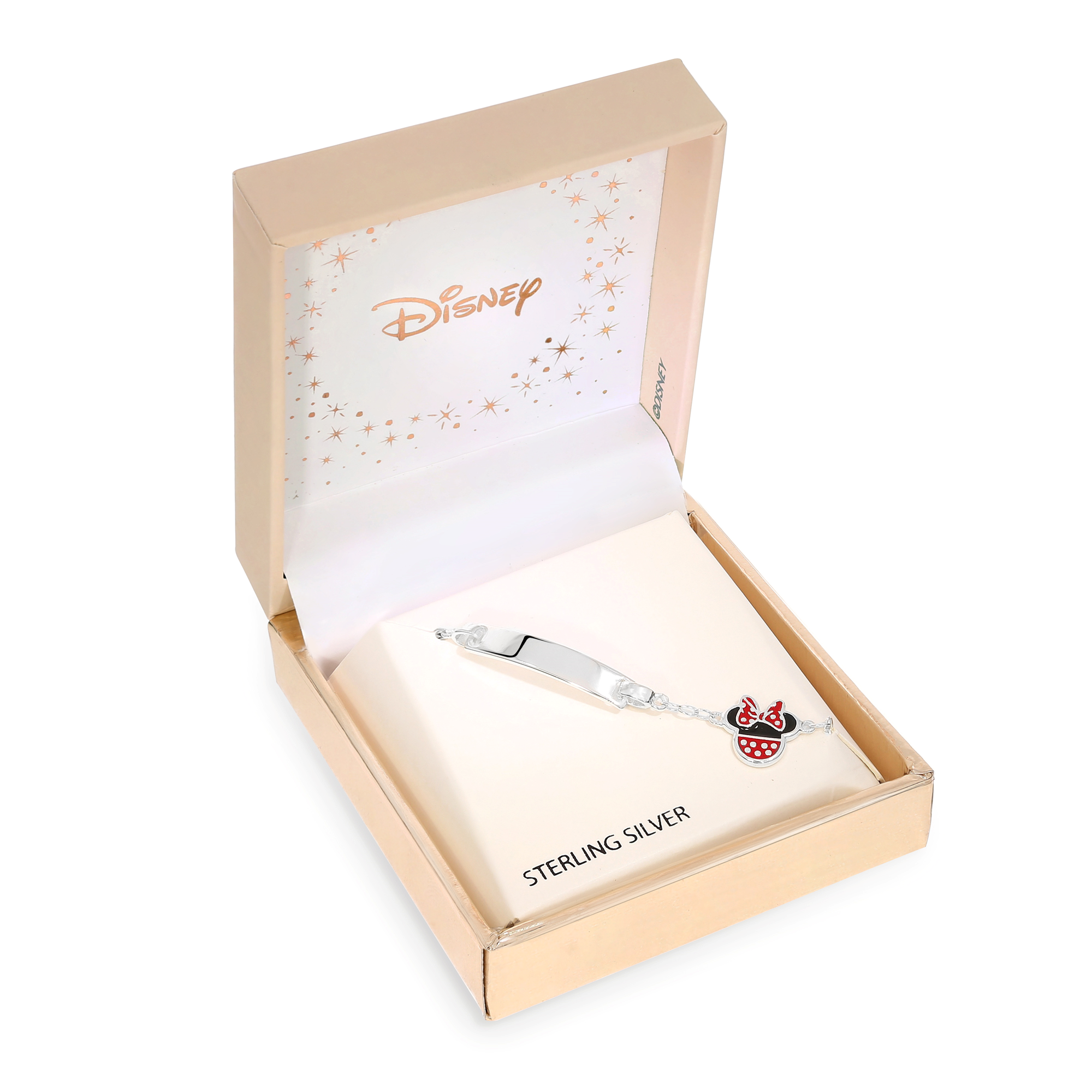 Srebrna bransoletka Myszka Minnie z blaszką do grawerowania, próba 925