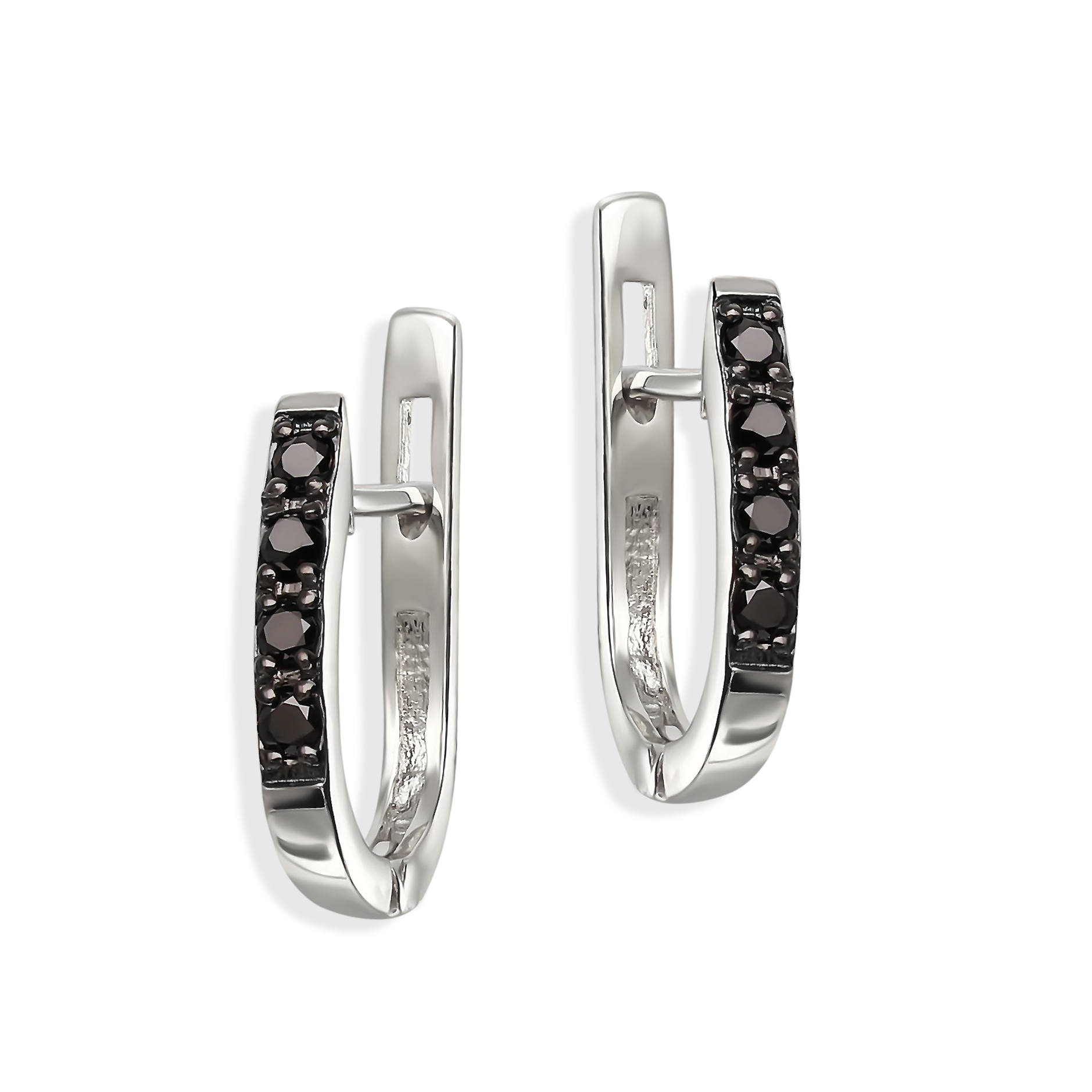 Kolczyki z białego złota z 8 diamentami naturalnymi, 0.12ct, próba 585