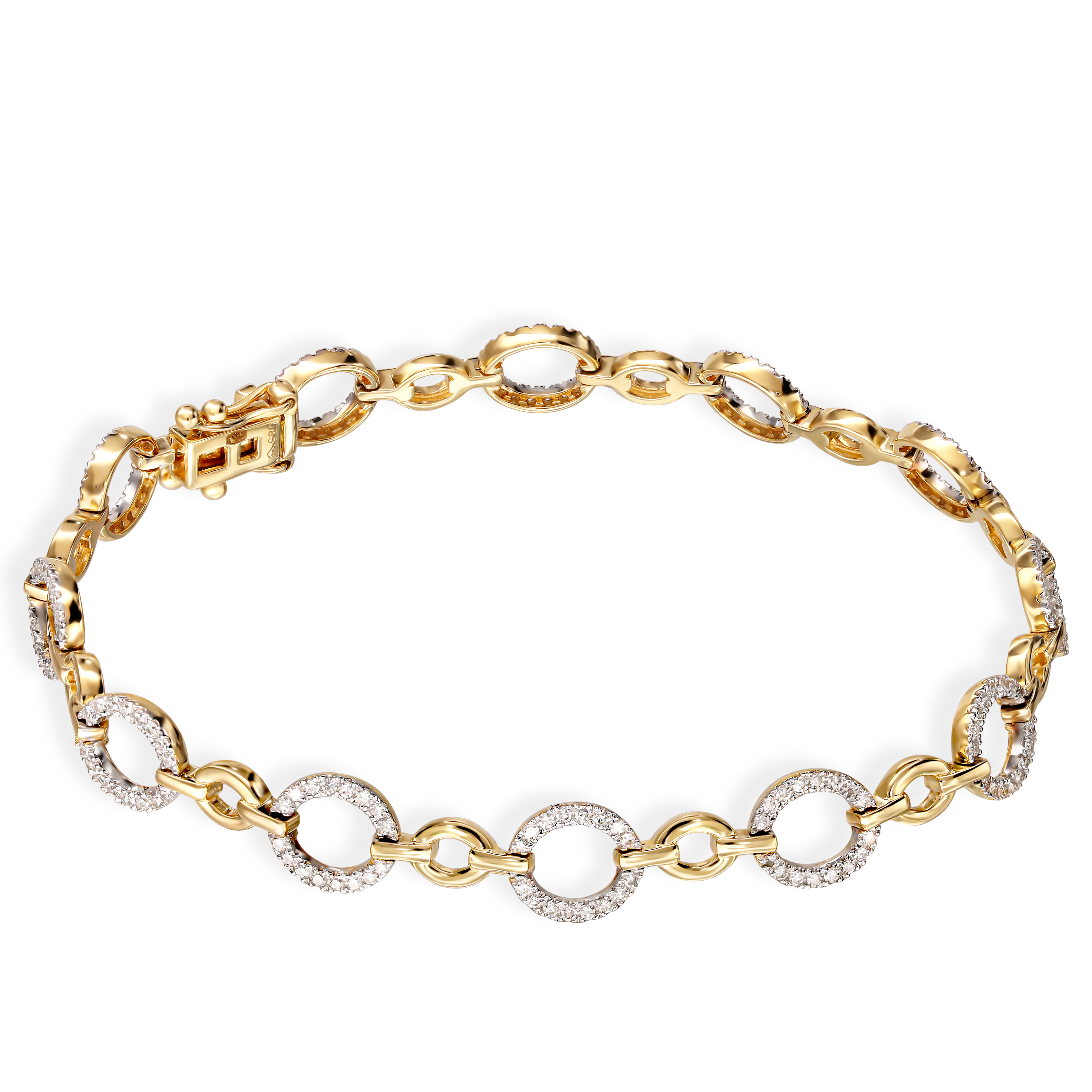 Bransoletka złota z diamentami naturalnymi 0,77 ct, próba 585