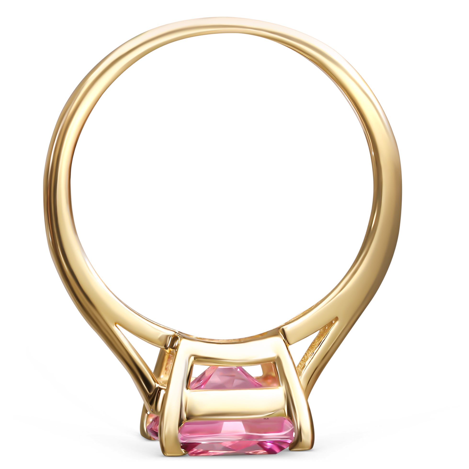 Pierścionek złoty z topazem różowym 4.28 ct, rozmiar 15, próba 585
