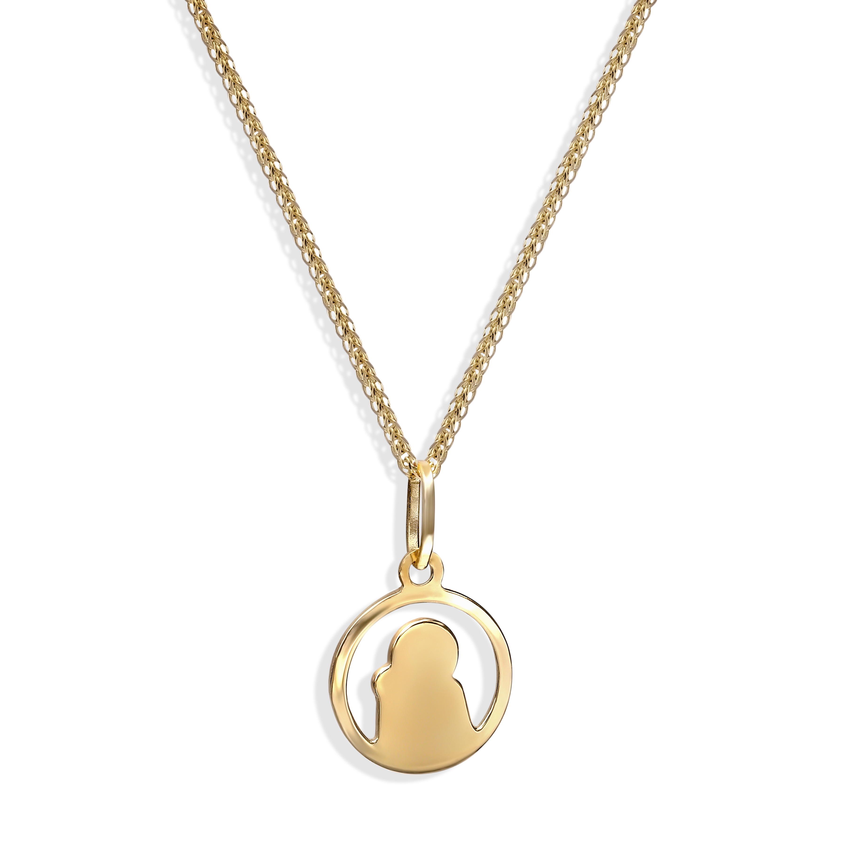 Złoty medalik diamentowany z wizerunkiem Matki Boskiej Częstochowskiej, próba 585