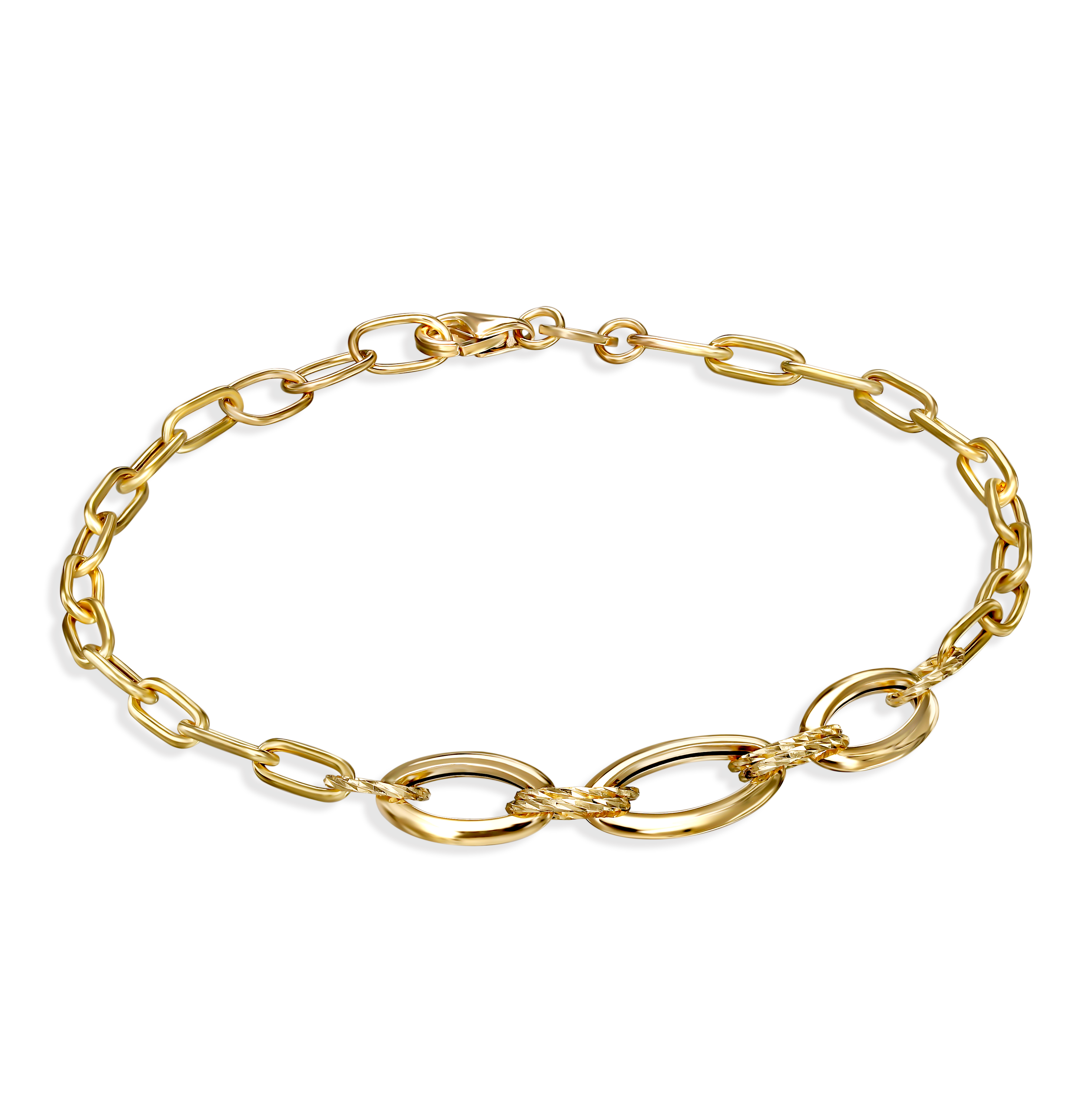Bransoleta złota z dużymi zaoblonymi ogniwami, próba 585