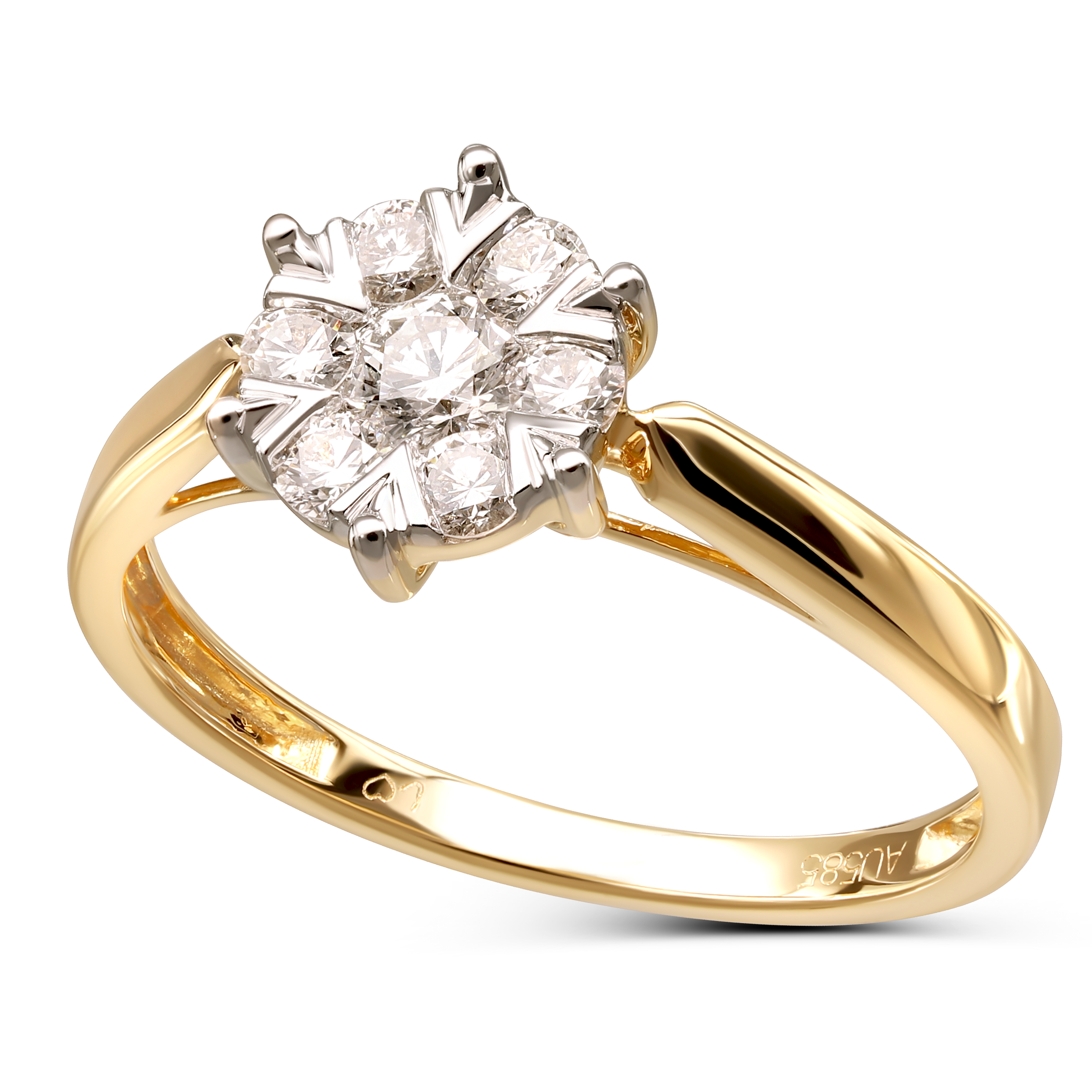 Pierścionek złoty z diamentami naturalnymi 0.42 ct, próba 585
