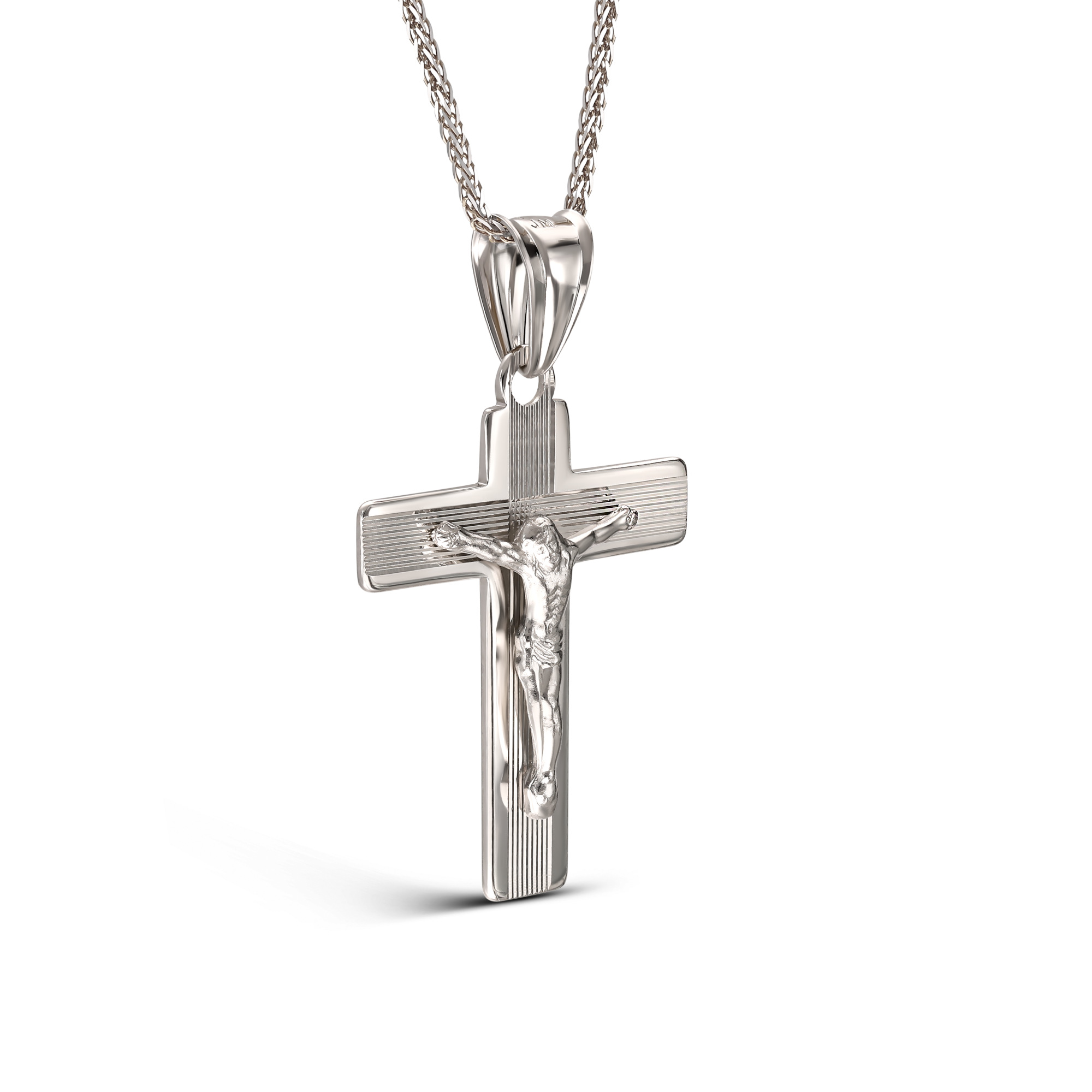 Krzyżyk srebrny z Chrystusem, próba 925