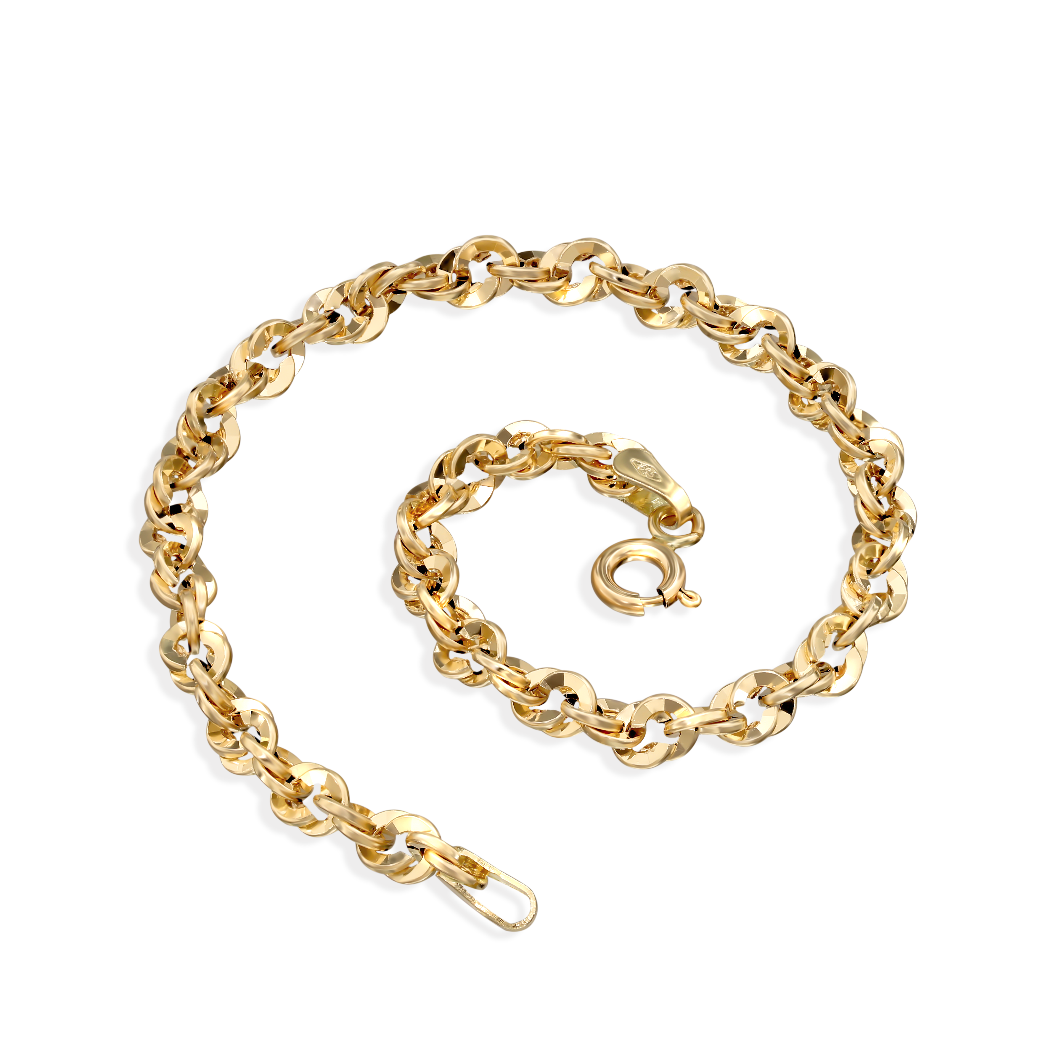 Złota bransoleta korda diamentowana, długość 17 cm, próba 585